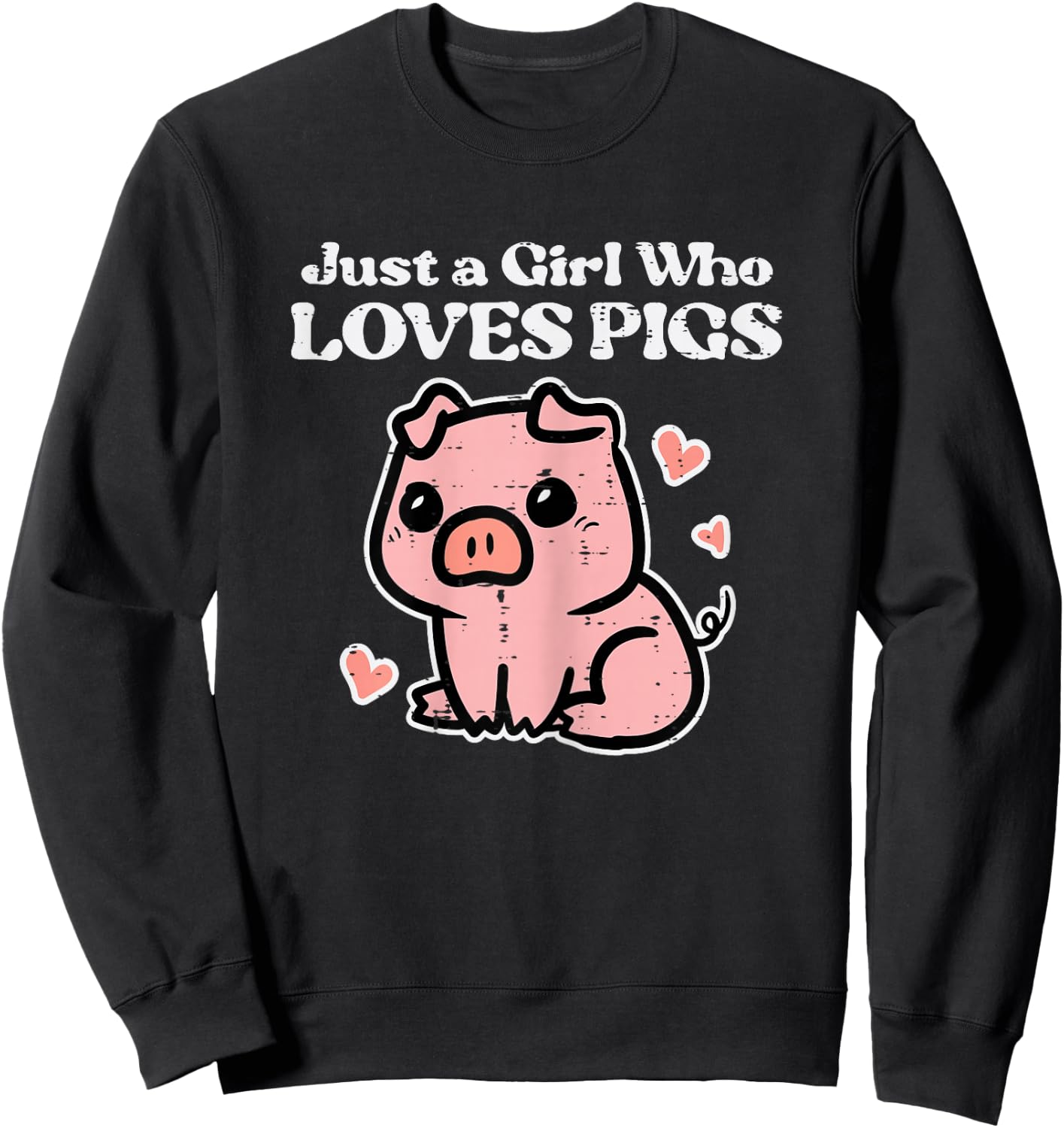 Just A Girl Who Loves Pigs Cute Hog Swine Toddler Girls Kids Sweatshirt - Sweatshirt | Black