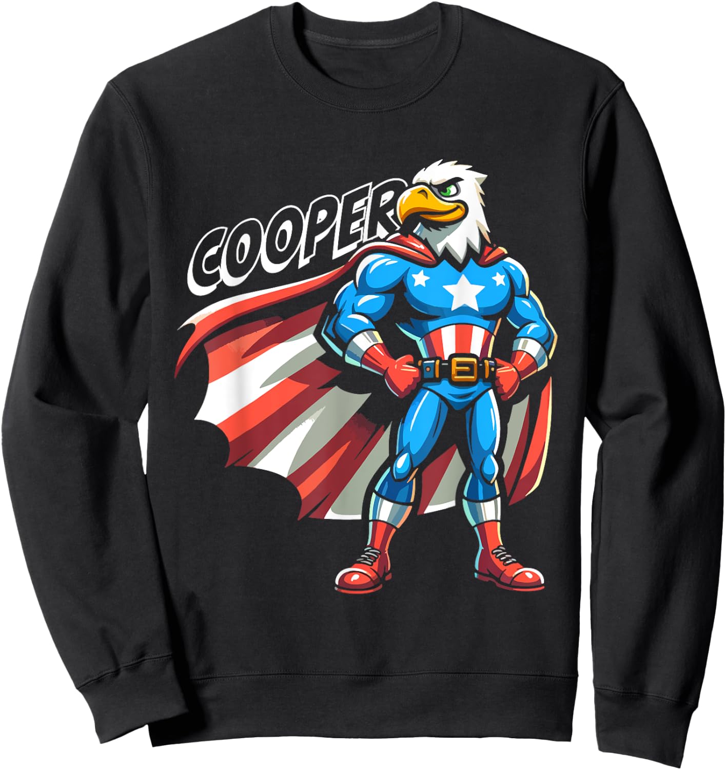 Cooper USA Eagle Patriotic Superhero for Boys Name Cooper Sweatshirt - Sweatshirt | Black