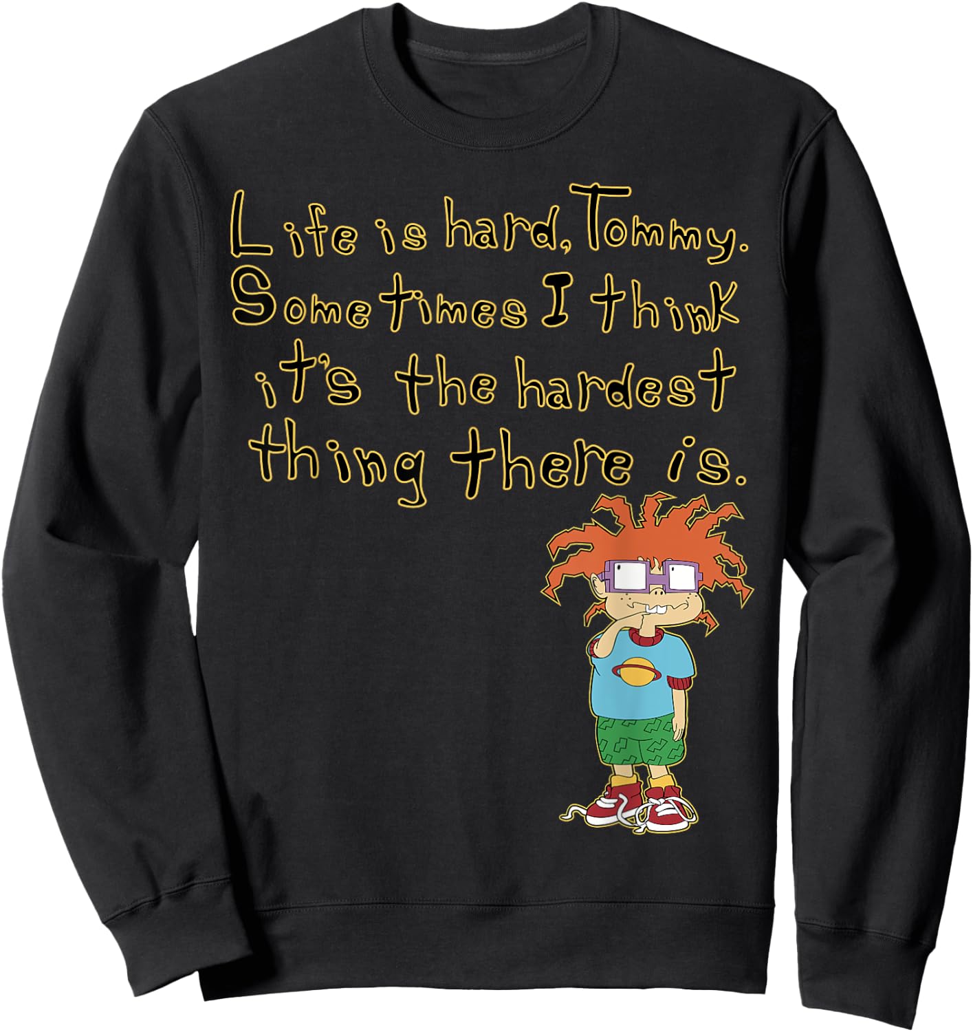 Mademark x Rugrats - Chuckie “Life is Hard, Tommy” Rugrats Sweatshirt - Sweatshirt | Black