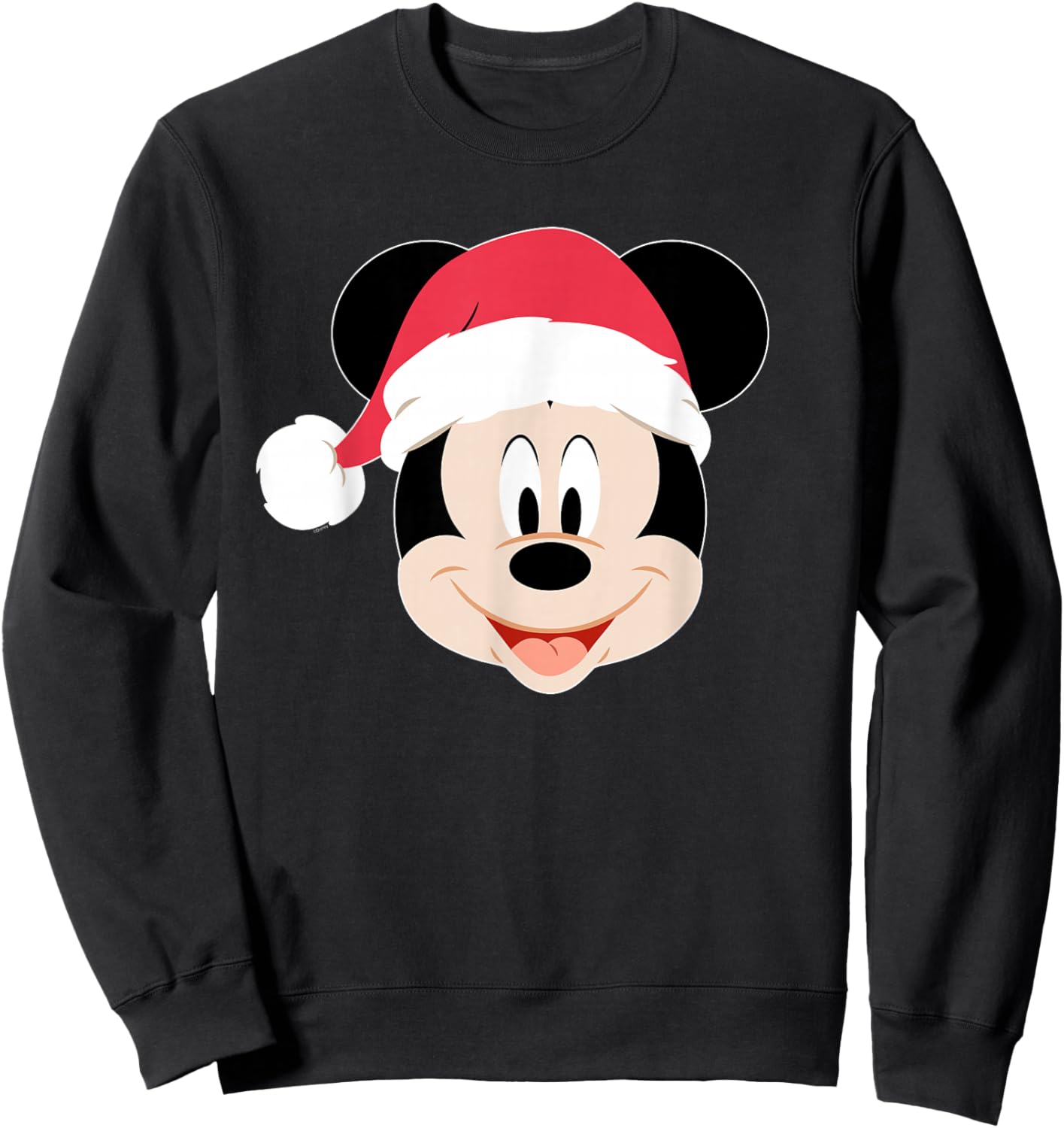 Disney Mickey Mouse in Santa Hat Happy Christmas Holiday Sweatshirt - Sweatshirt | Black