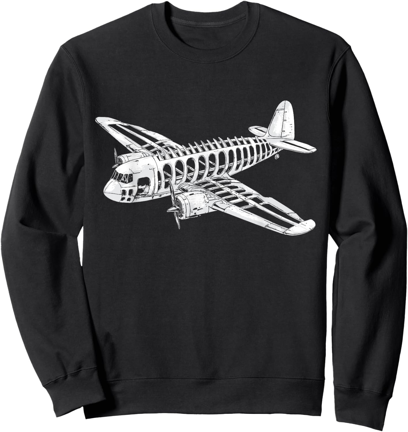 Funny Skeletal Airplane Skeleton Halloween Kids Sweatshirt - Sweatshirt | Black