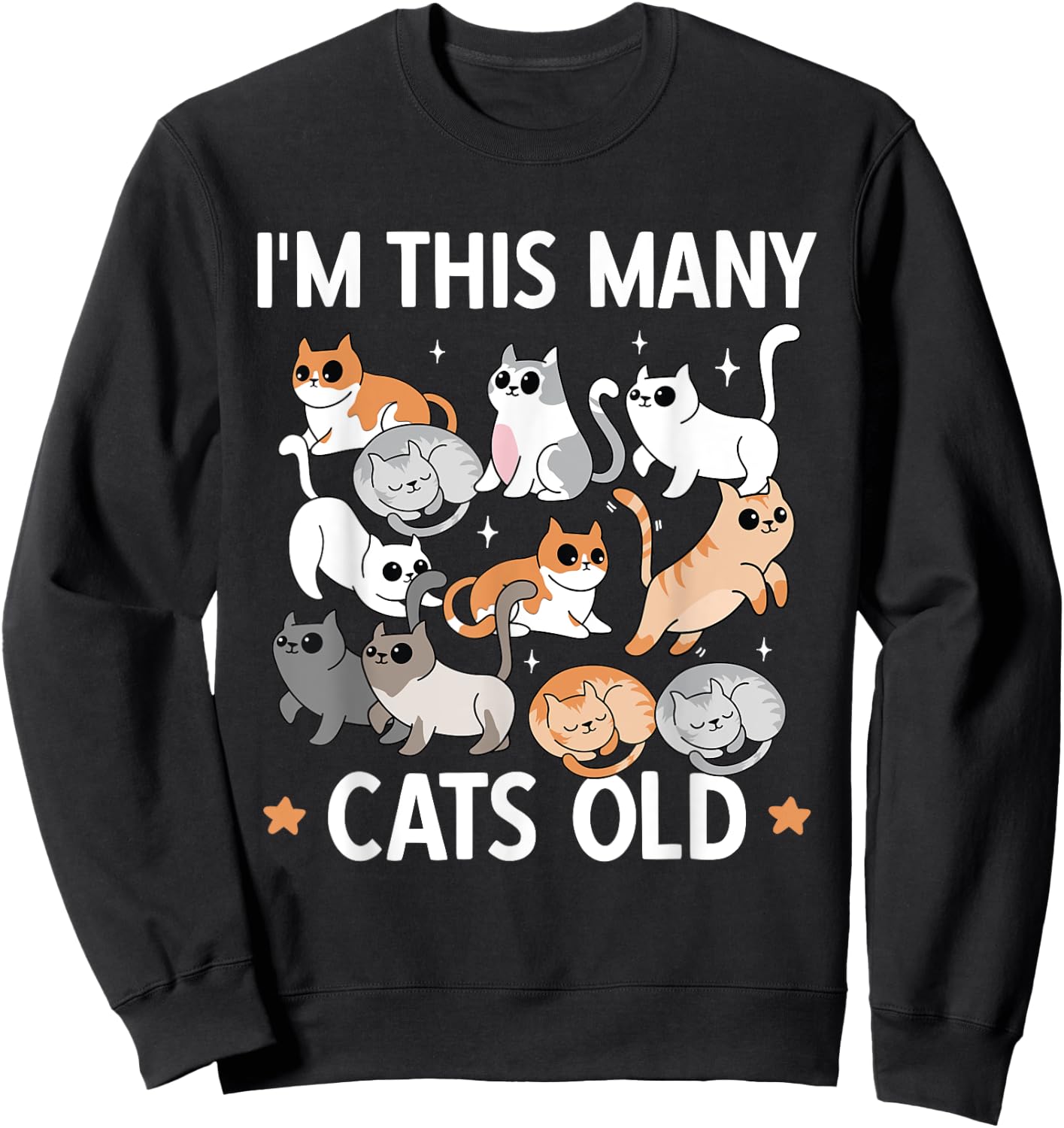 I'm This Many Cats Old 11th Birthday Party Kitten Cat Sweatshirt - Sweatshirt | Black