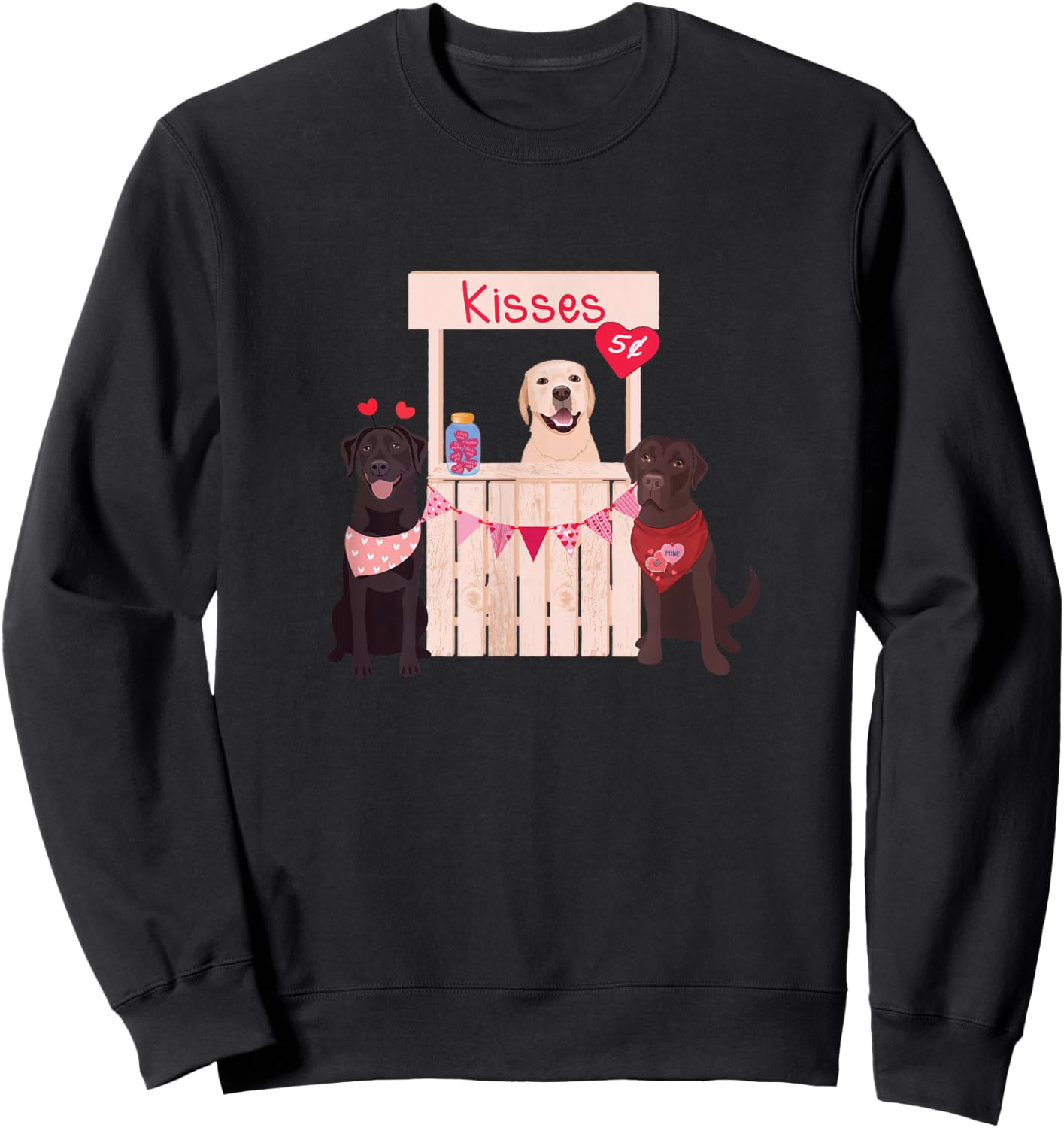 Labrador Retriever Valentines Day Dog Mom Dog Lovers Women Kids Sweatshirt - Sweatshirt | Black