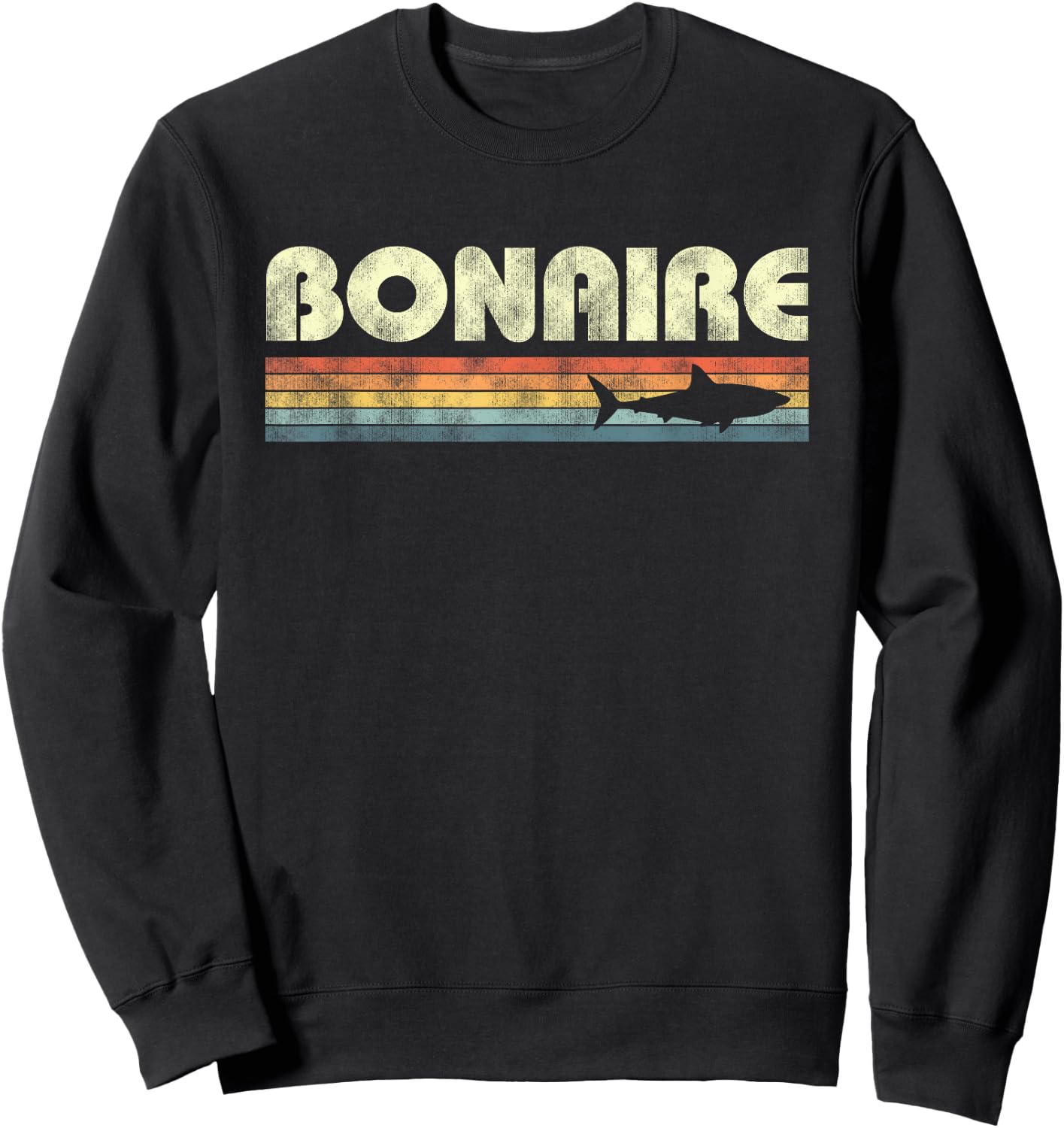 Vintage Bonaire Shark Souvenir Boys Girls Sweatshirt - Sweatshirt | Black