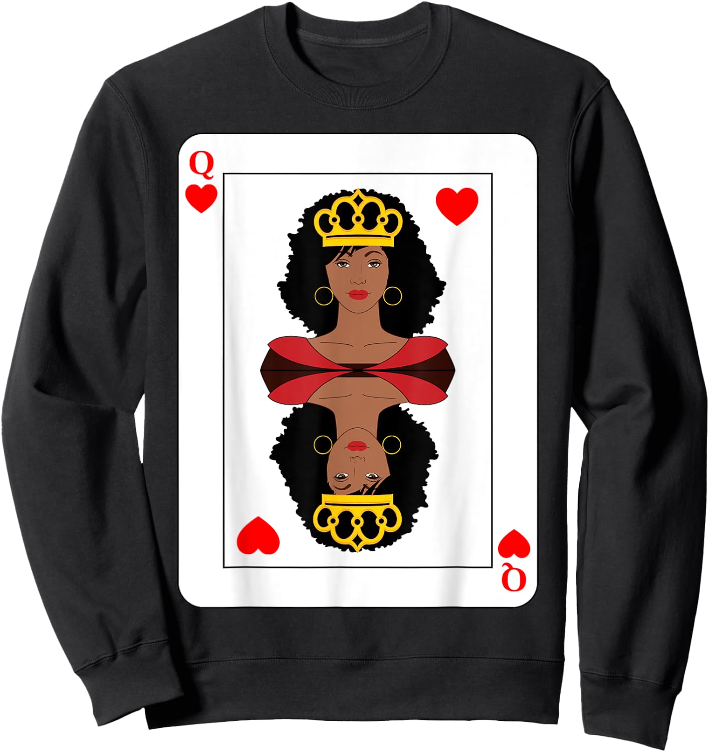 Black Queen of Hearts African American Woman on Playing Card Sweatshirt - Sweatshirt | Black