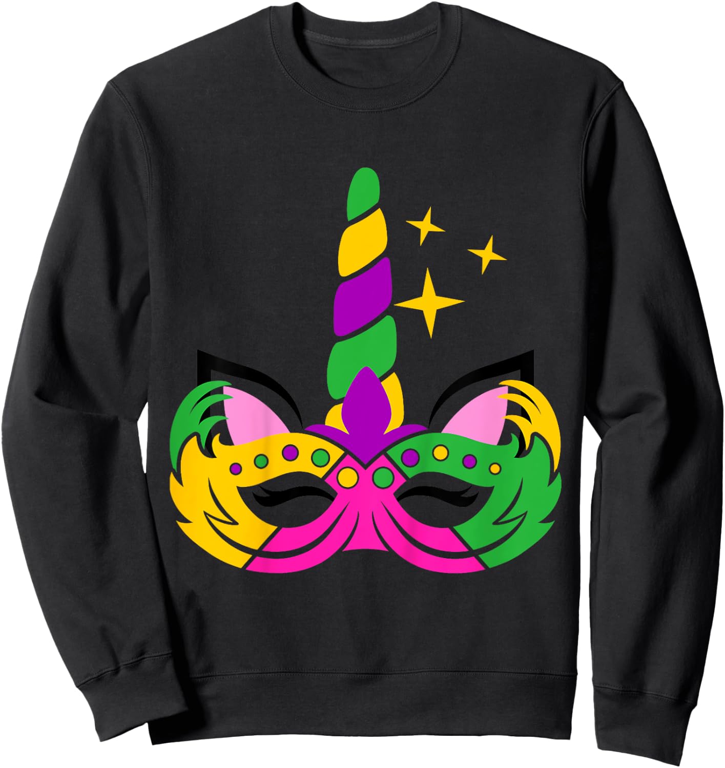 Girls Mardi Gras Unicorn for Baby and Toddler Sweatshirt - Sweatshirt | Black