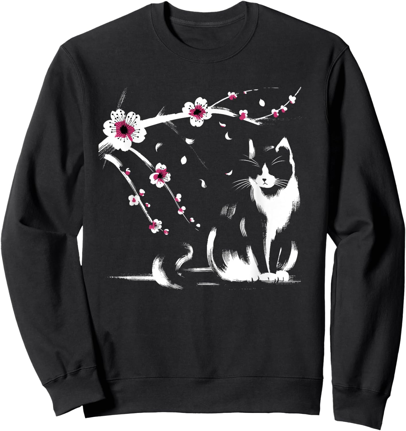 Kawaii Cat Anime Japanese Retro Men Women Kids Funny Cat Sweatshirt - Sweatshirt | Black
