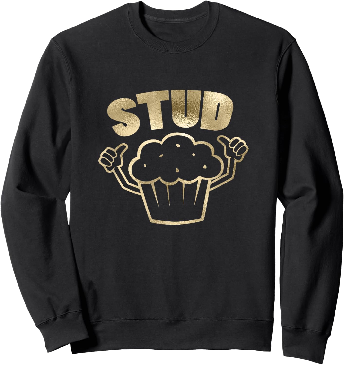 Retro Stud Muffin Thumbs Up Cartoon Graphic Costume Glam Sweatshirt - Sweatshirt | Black
