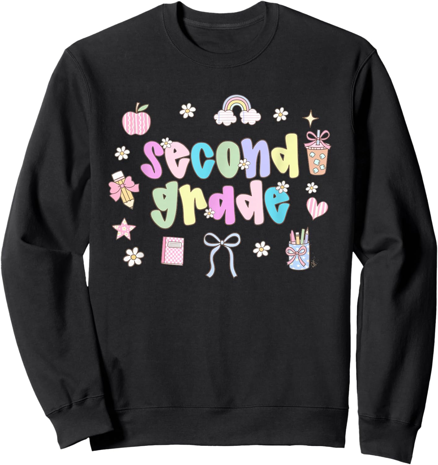 Retro Second Grade Dream Team Back To School Boys Girls Sweatshirt - Sweatshirt | Black