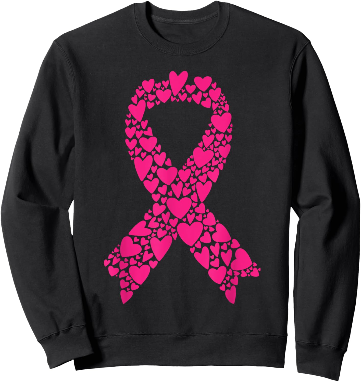 Cute Pink Ribbon Breast Cancer Awareness Women Men Kids Sweatshirt - Sweatshirt | Black