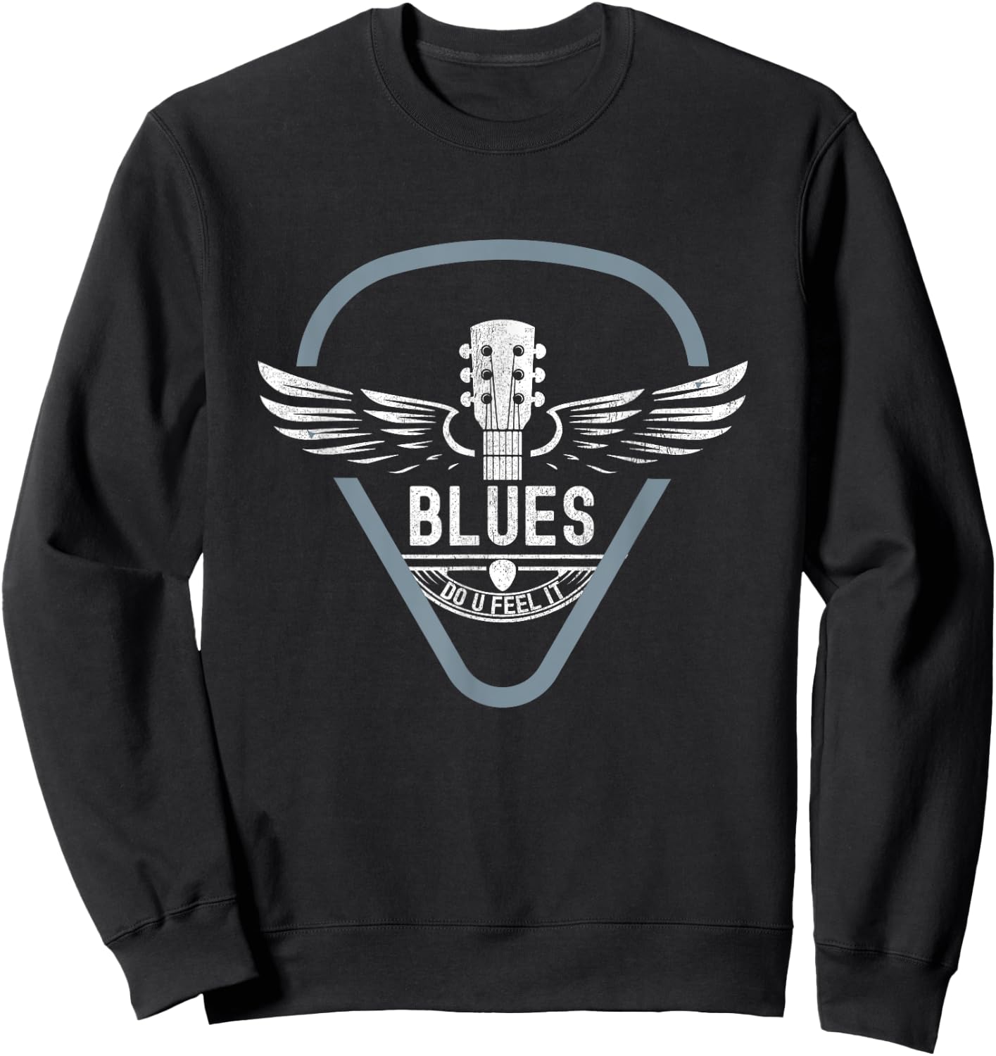Blues Music Guitar Player Vintage Look Guitar Sweatshirt - Sweatshirt | Black