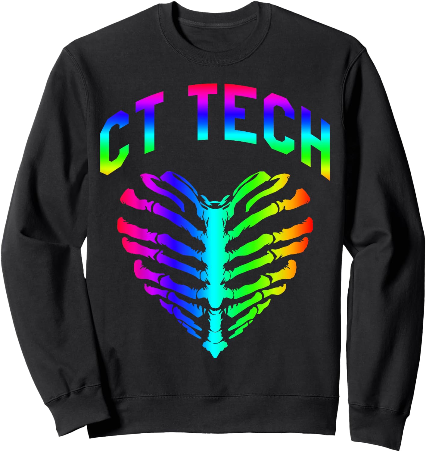 Radiology CT Tech Skeleton Ribcage Heart Halloween Design Sweatshirt - Sweatshirt | Black