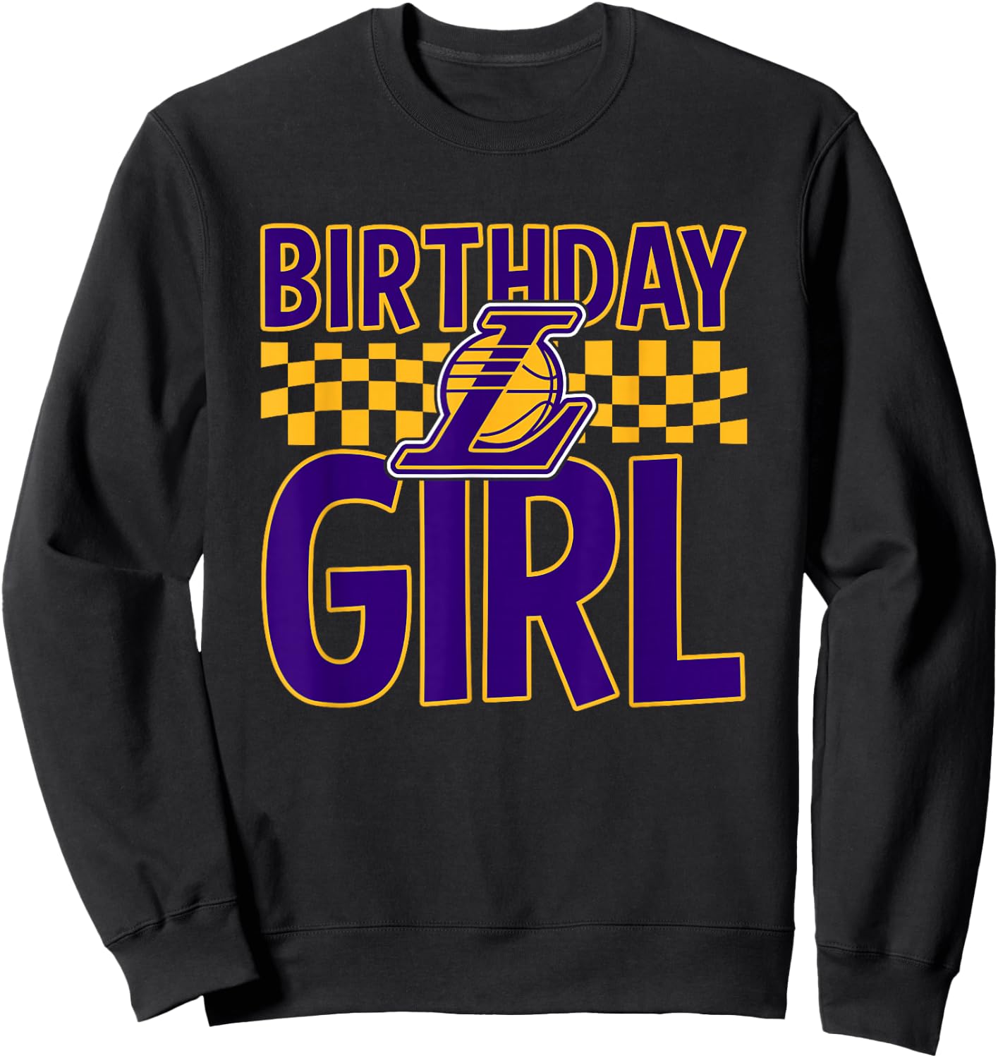 NBA Los Angeles Lakers Birthday Girl Checkered Logo Sweatshirt - Sweatshirt | Black