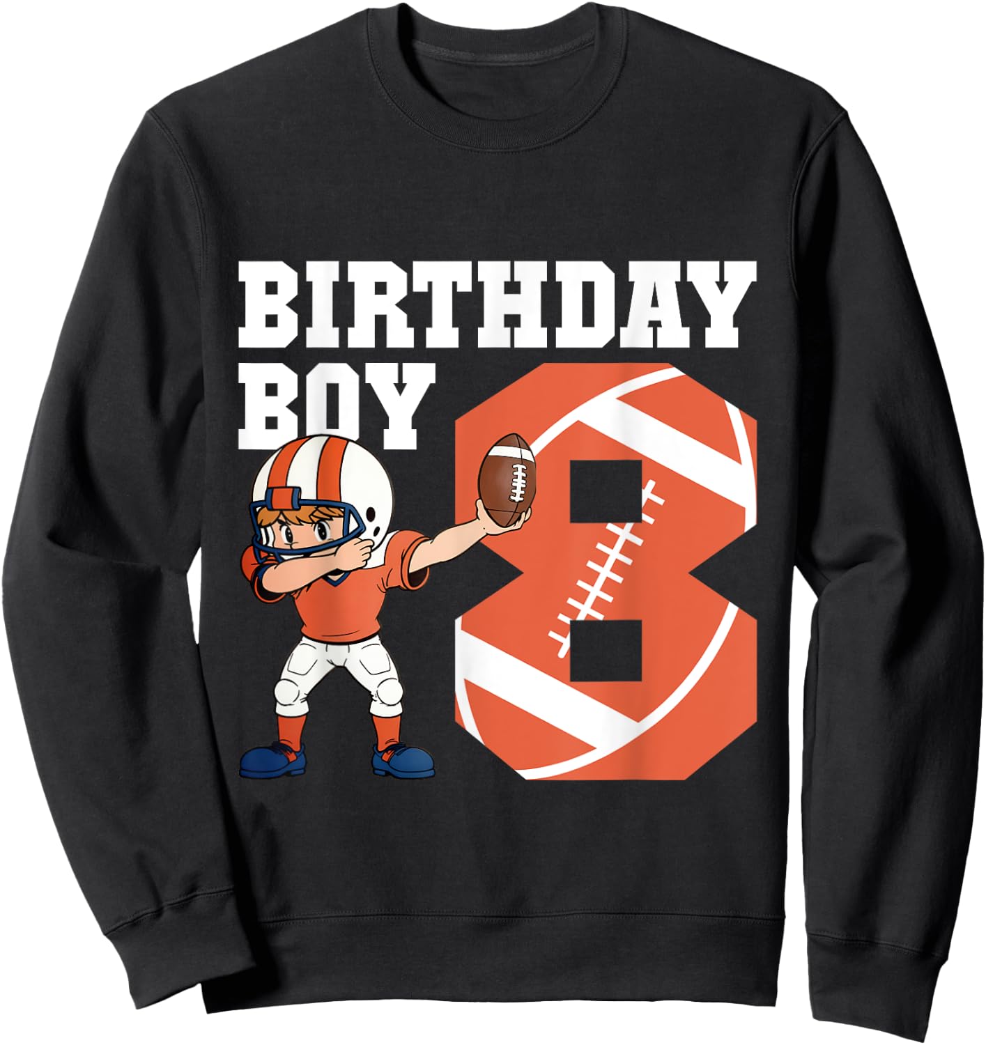 8th Birthday Boy Football Player Dabbing 8 Years Old Kids Sweatshirt - Sweatshirt | Black