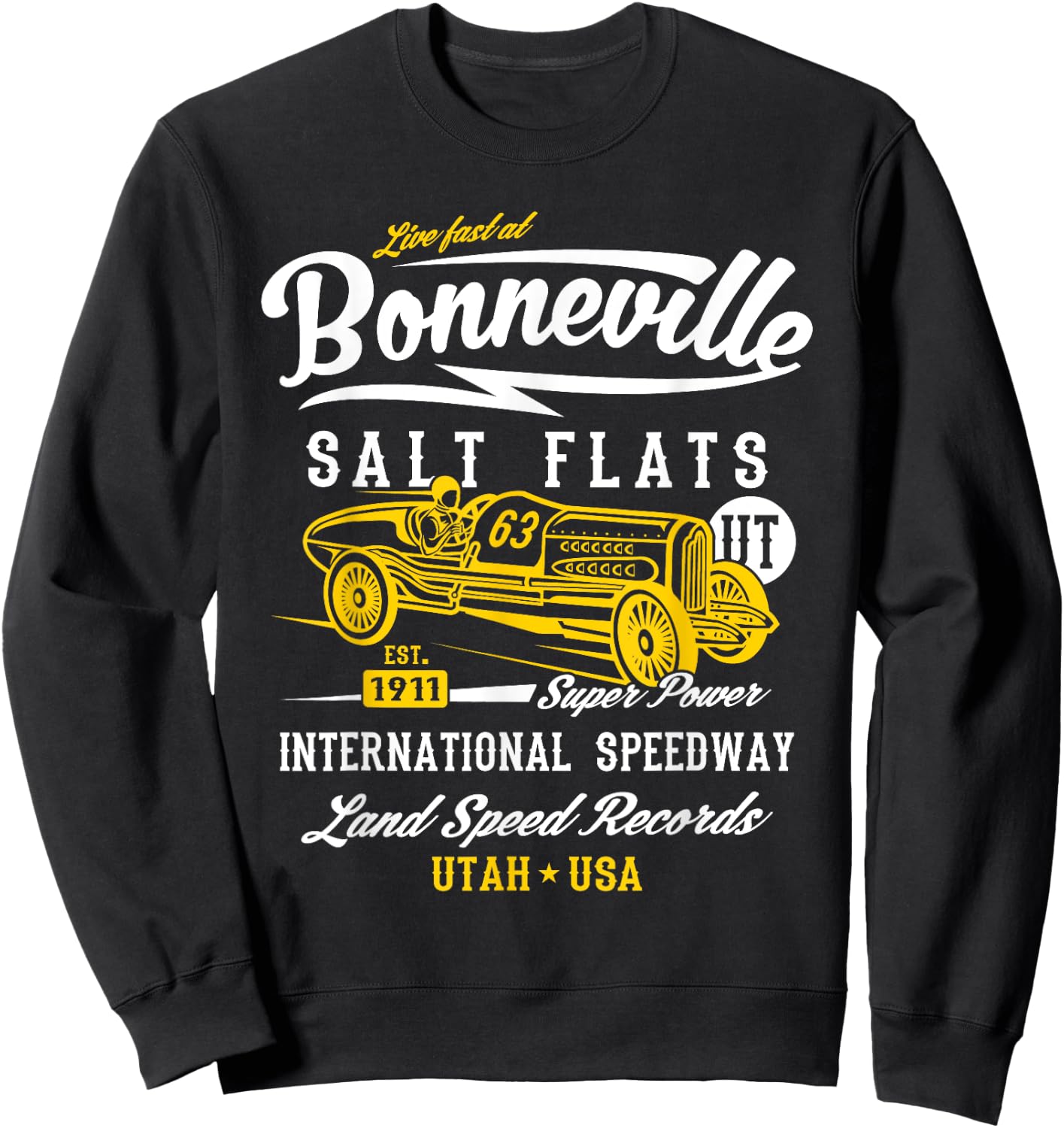 Bonneville Salt Flats Utah Speedway Design Sweatshirt - Sweatshirt | Black