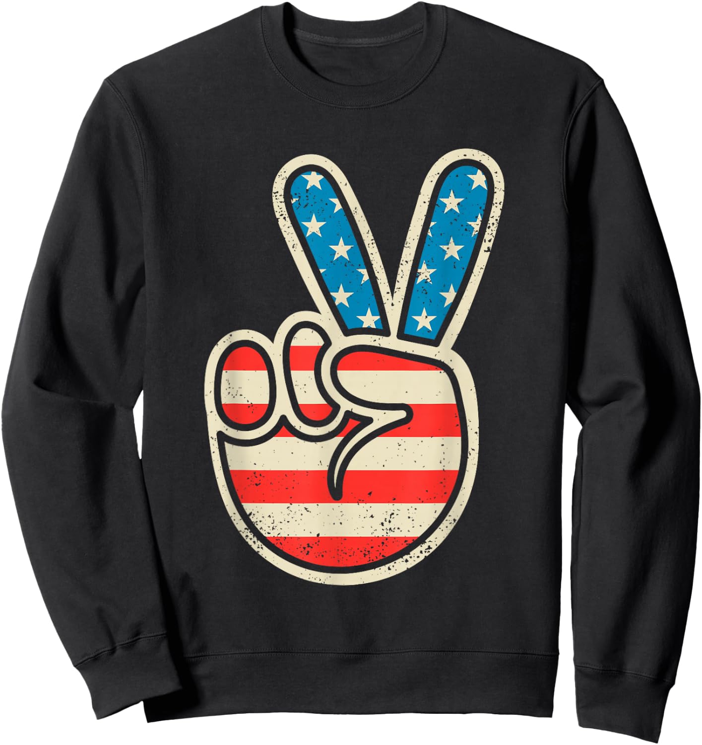 American Flag Peace Sign 4th Of July Patriotic Boys Toddler Sweatshirt - Sweatshirt | Black