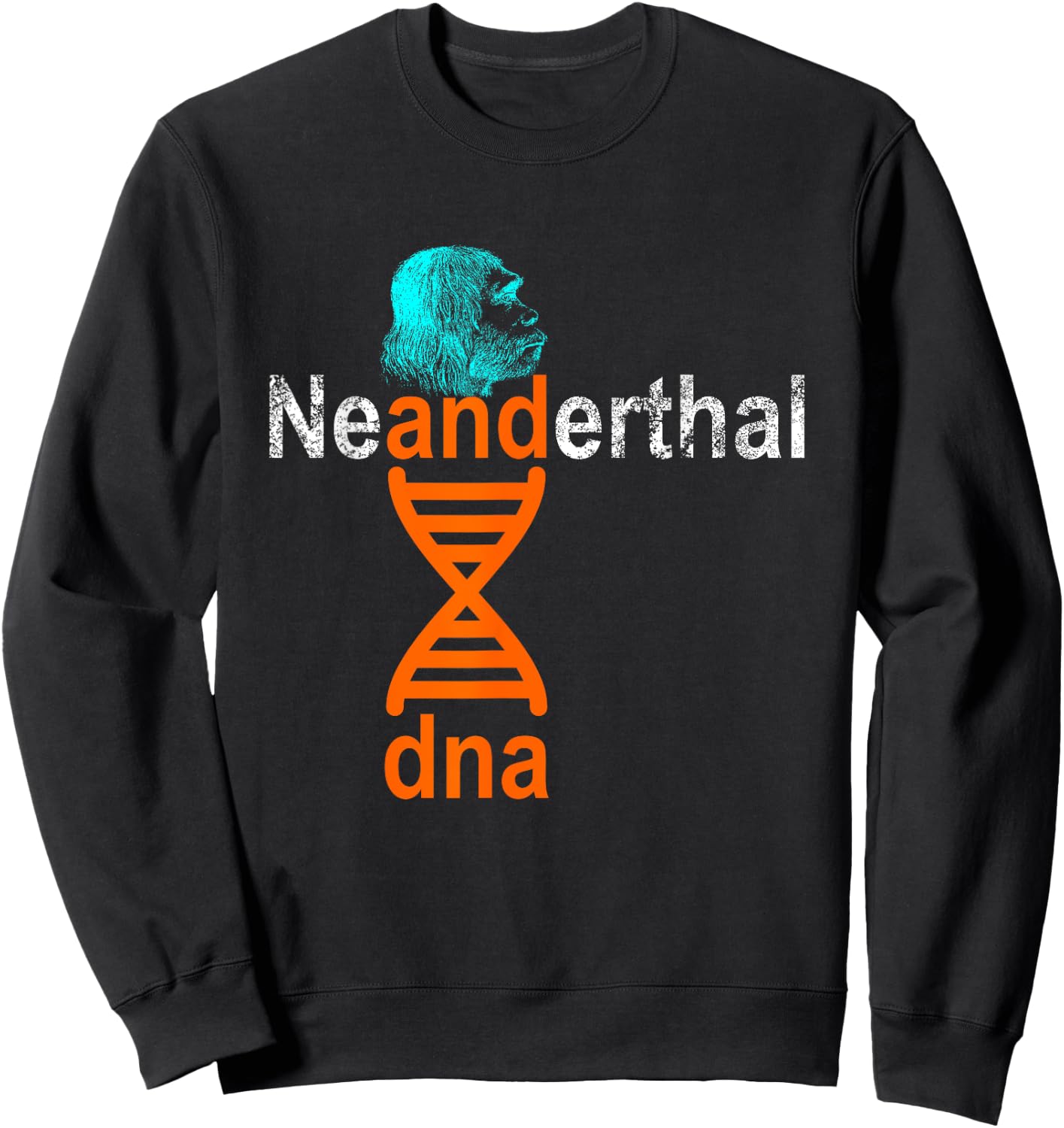 Neanderthal DNA Double Helix Design Co. Adult Retro Genetic Double Helix , Black, Small, Short Sleeve Sweatshirt - Sweatshirt | Black