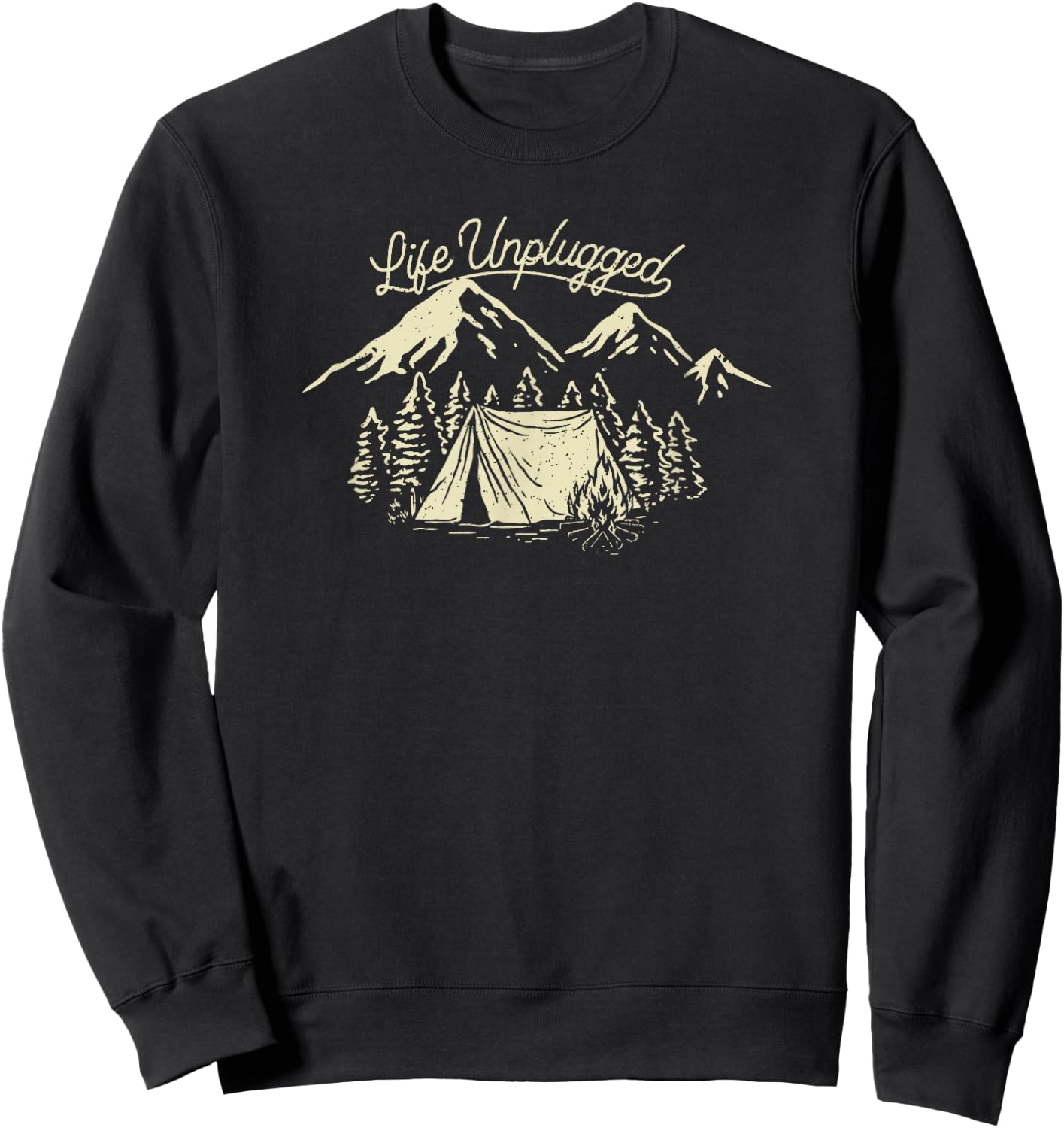 Trendy Life Unplugged Mountain Camp Site Sweatshirt - Sweatshirt | Black