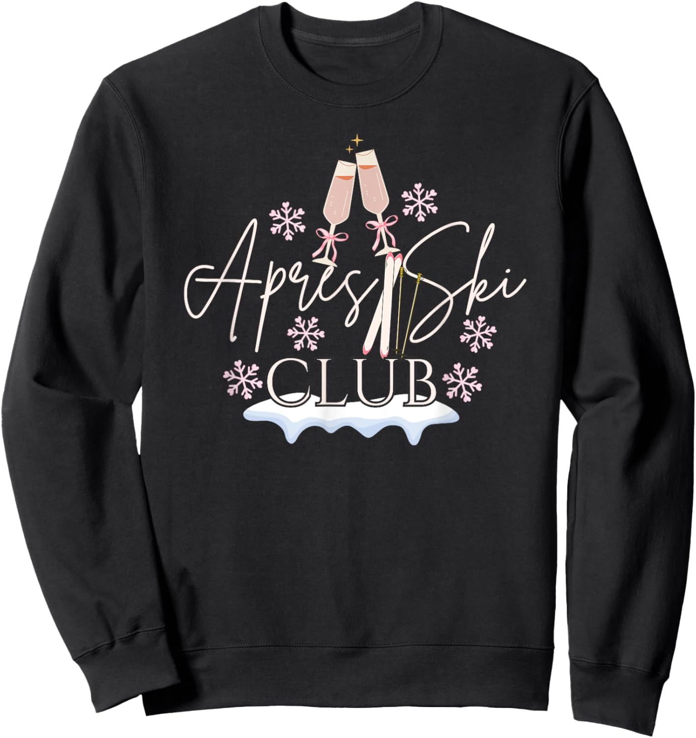 Apres Ski Club Drinking Girls Trip Coquette Matching Winter Sweatshirt - Sweatshirt | Black