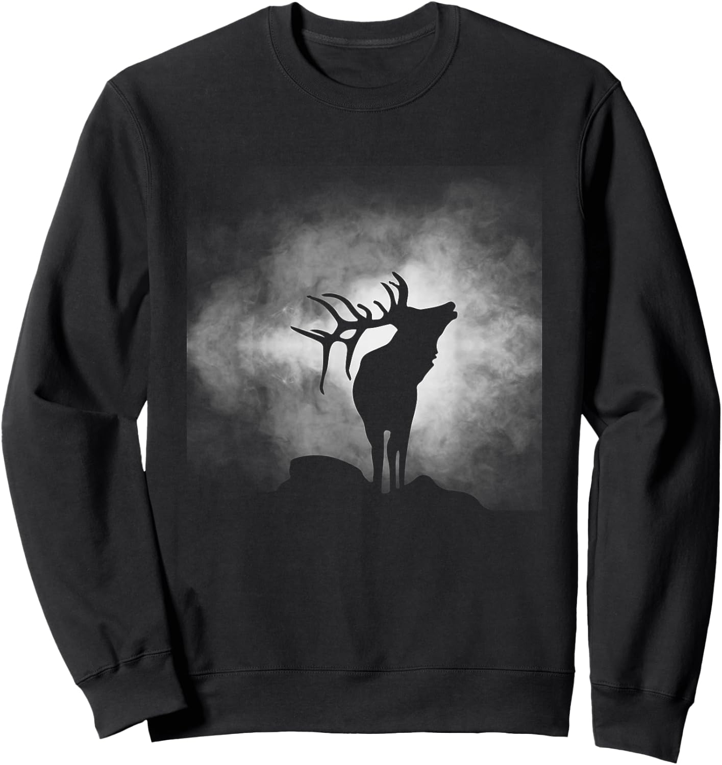 BASBO Outdoor Antlers Elk Deer , Small, Black Sweatshirt - Sweatshirt | Black
