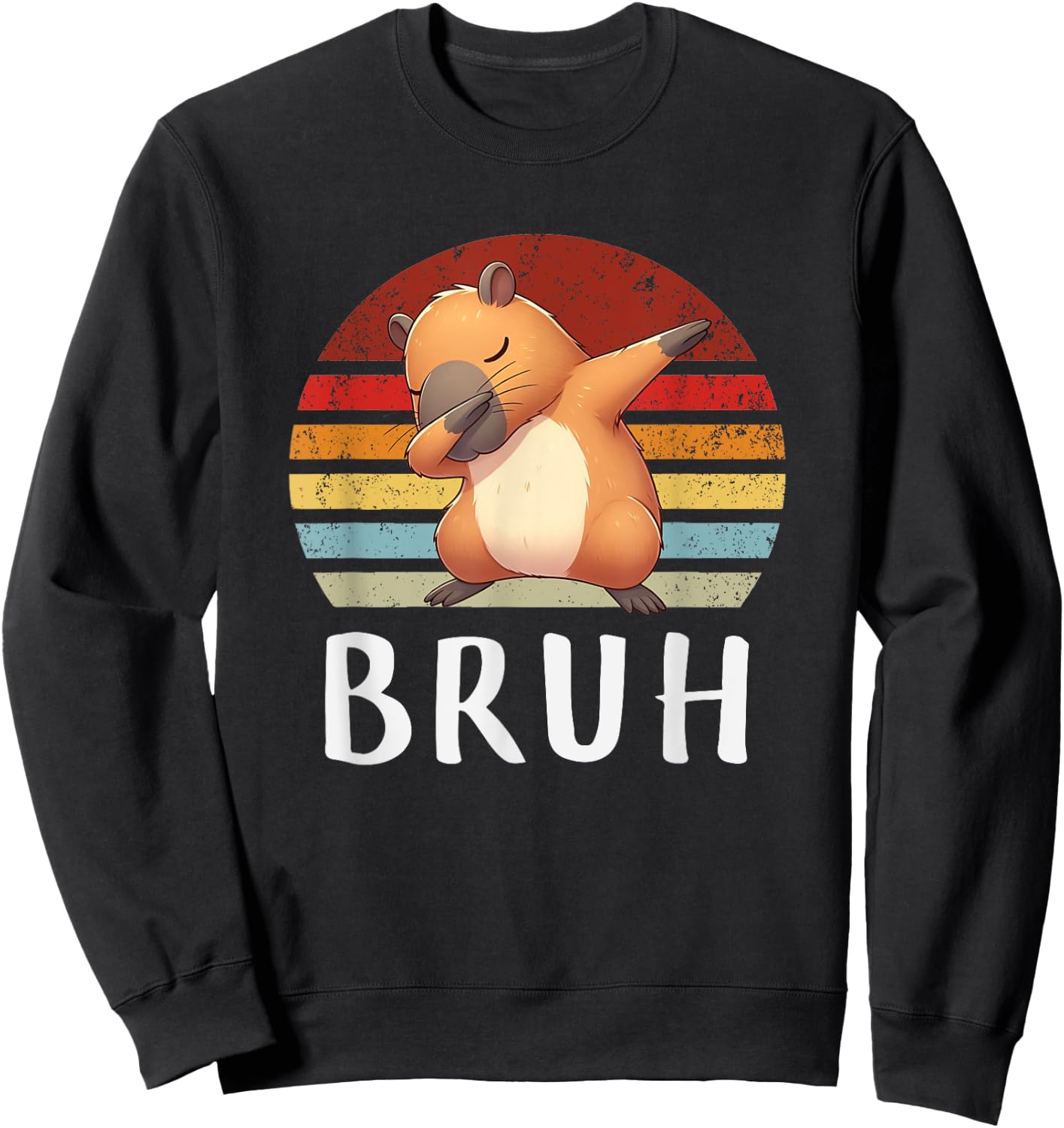 Vintage Dabbing Capy Bruh, Boy Girl Funny Sweatshirt - Sweatshirt | Black