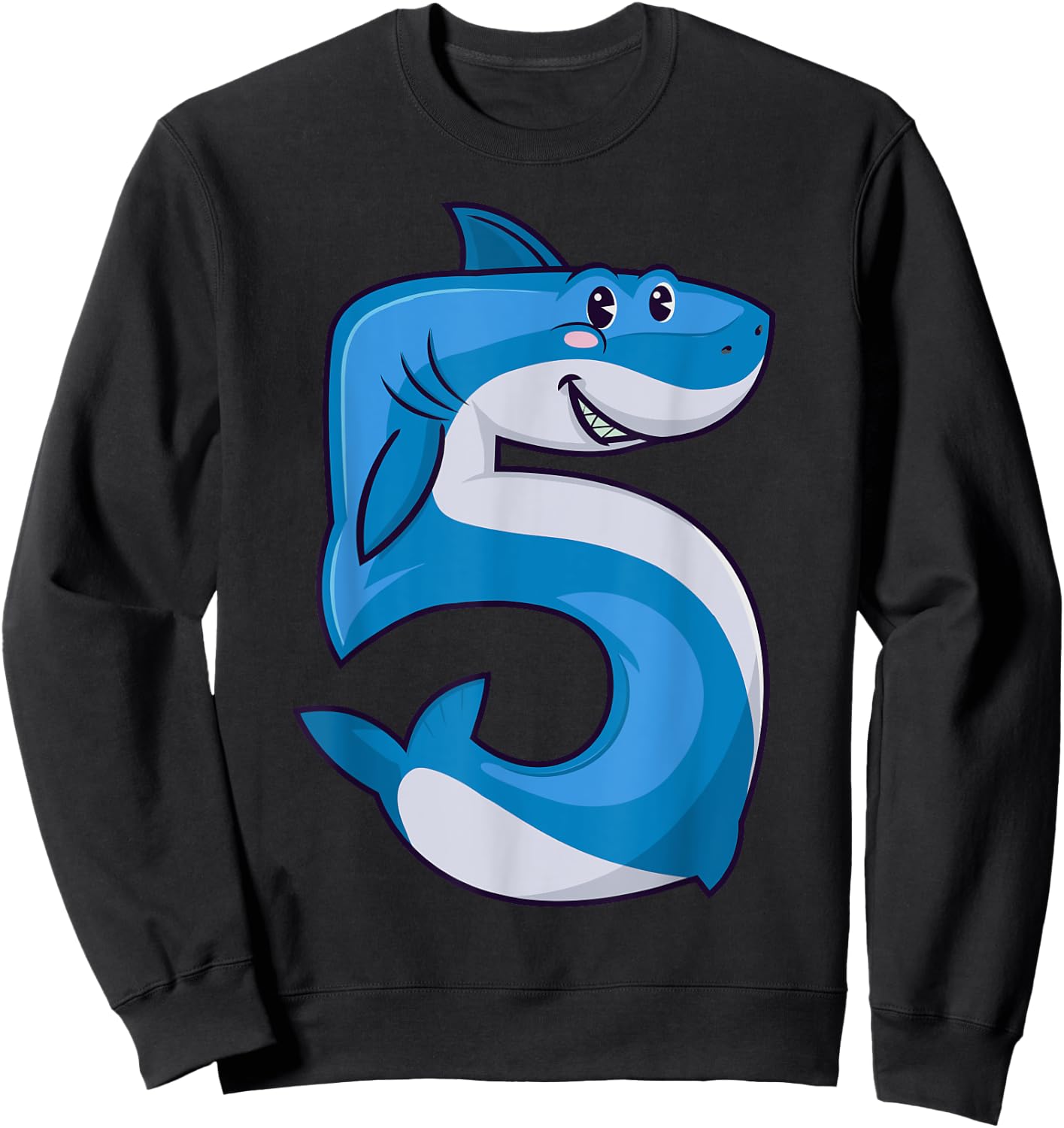Shark 5th Birthday 5 Years Old Kids Boys Toddler Fifth Party Sweatshirt - Sweatshirt | Black