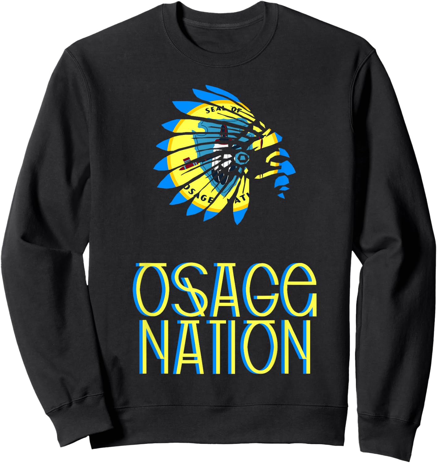 Osage Tribal Nation Flag | Native American | Headdress Sweatshirt - Sweatshirt | Black