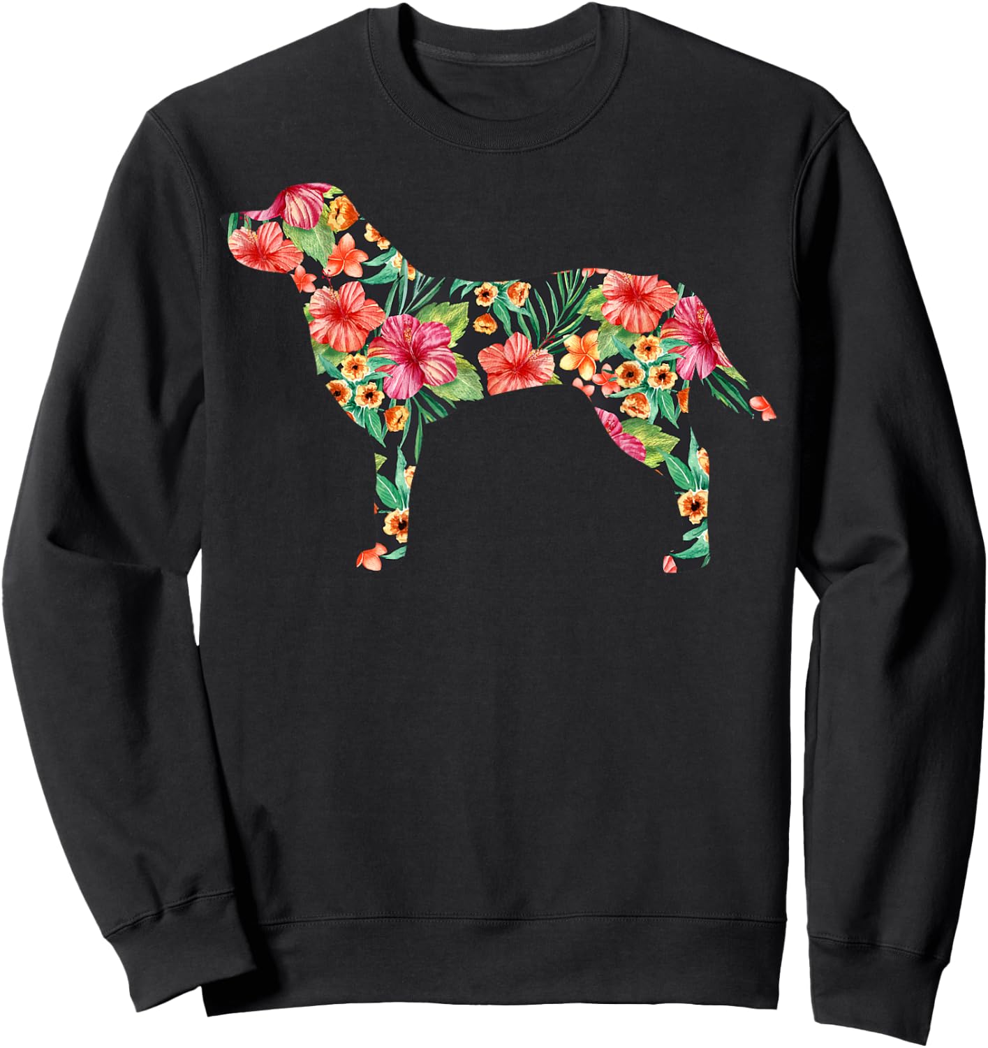 Labrador Flower Funny Dog Silhouette Floral Gifts Women Men Sweatshirt - Sweatshirt | Black