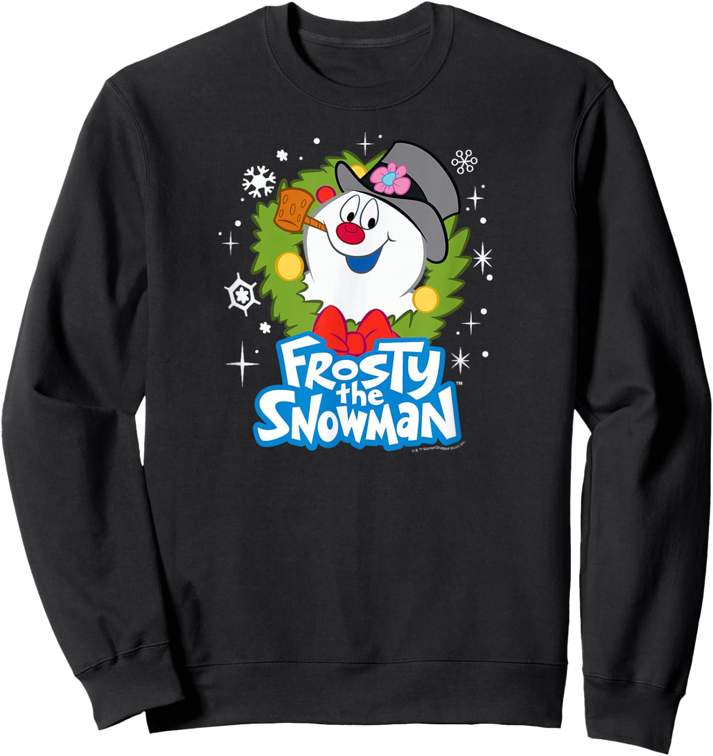 Frosty The Snowman - Christmas Wreath Sweatshirt - Sweatshirt | Black
