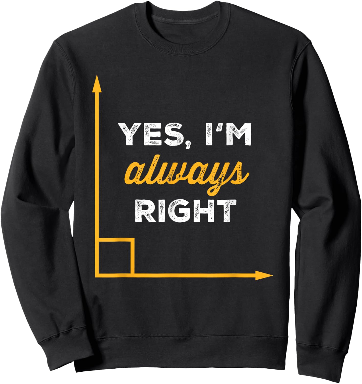 Yes Im Always Right Angle Funny Saying Student Math Teacher Sweatshirt - Sweatshirt | Black