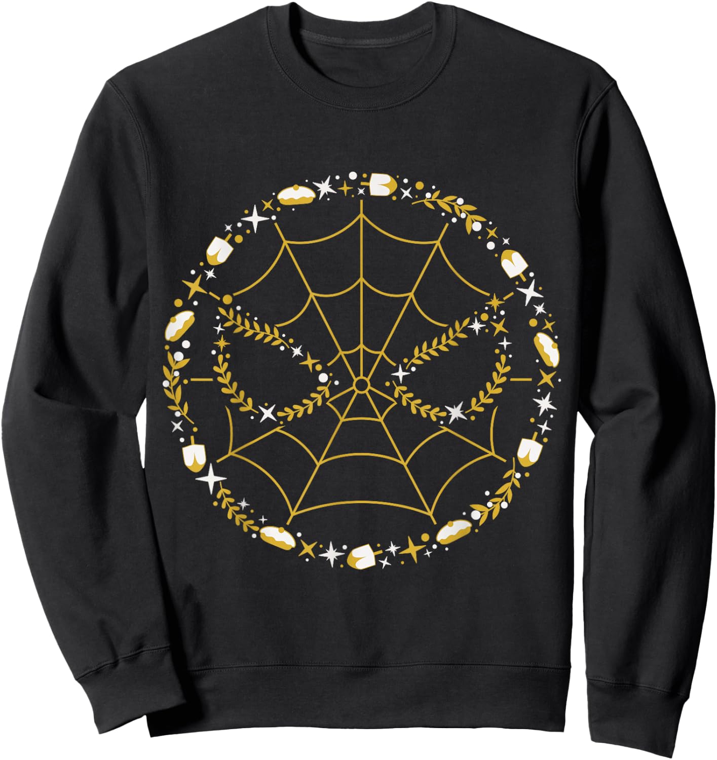Marvel Hanukkah Holiday Dreidels Sufganiyot Spider-Man Logo Sweatshirt - Sweatshirt | Black