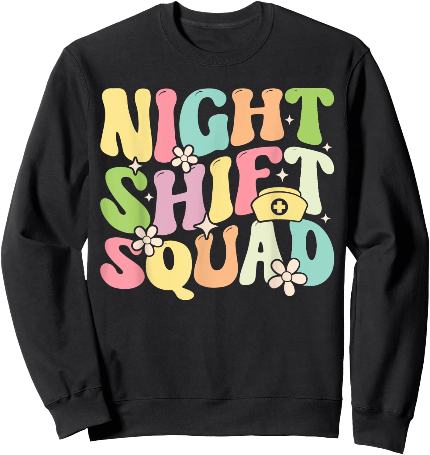 Nursing Rn Lpn Cna Owls Night Shift Squad For Nurse Sweatshirt - Sweatshirt | Black
