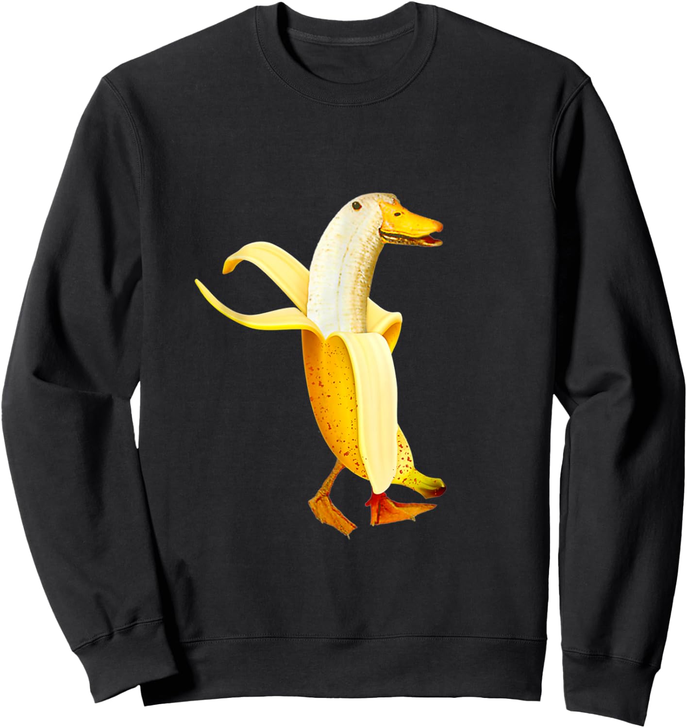 Banana Duck. Funny Anthropomorphic Fruit Animals Sweatshirt - Sweatshirt | Black