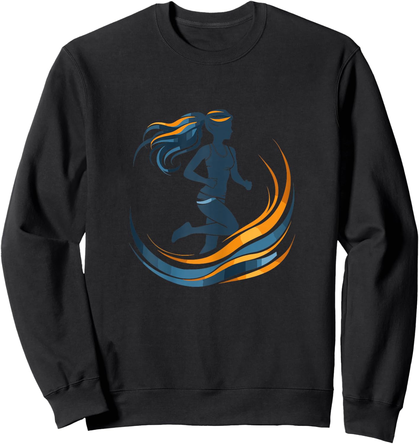 Female Runner Graphic Exercising for Girls Sweatshirt - Sweatshirt | Black