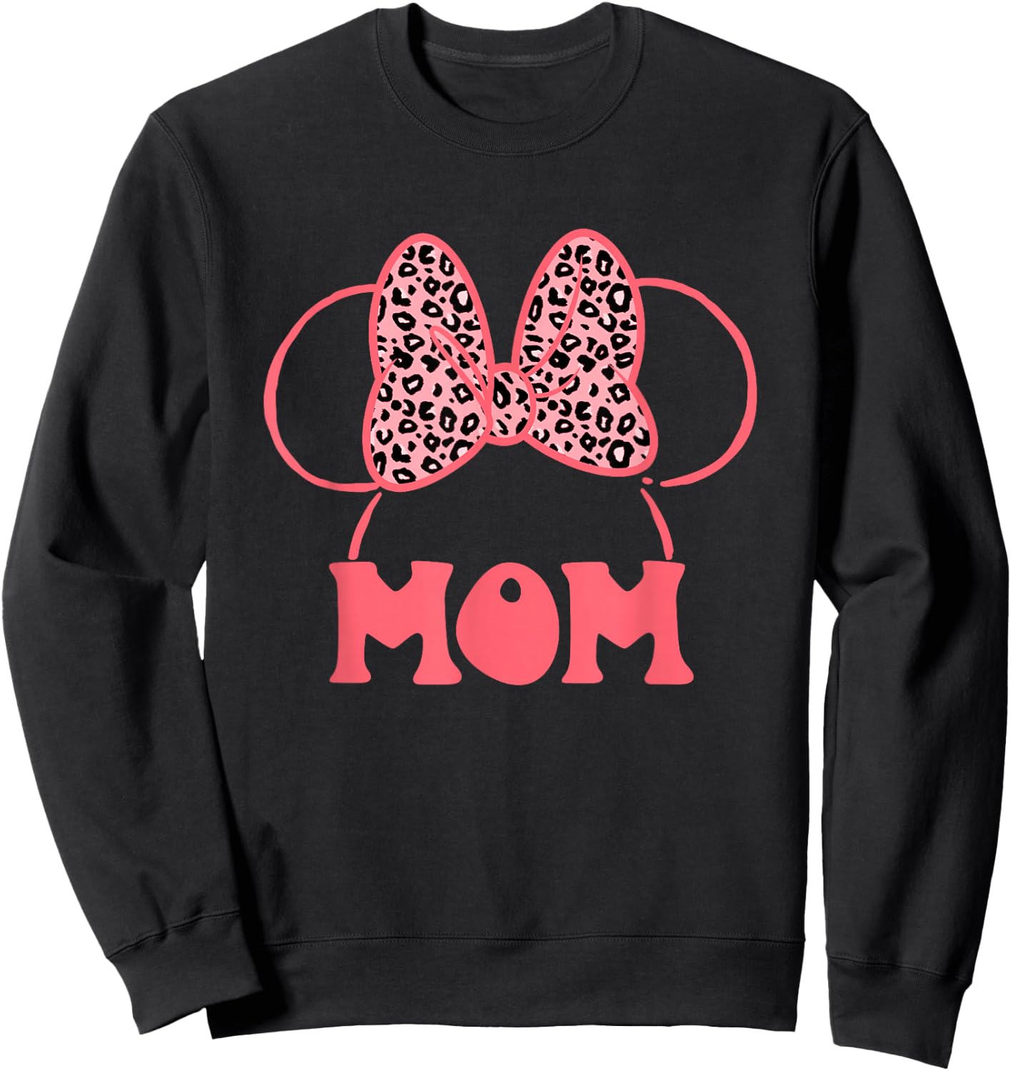 Disney Minnie Mouse Mother's Day Mom Leopard Bow Minnie Ears Sweatshirt - Sweatshirt | Black
