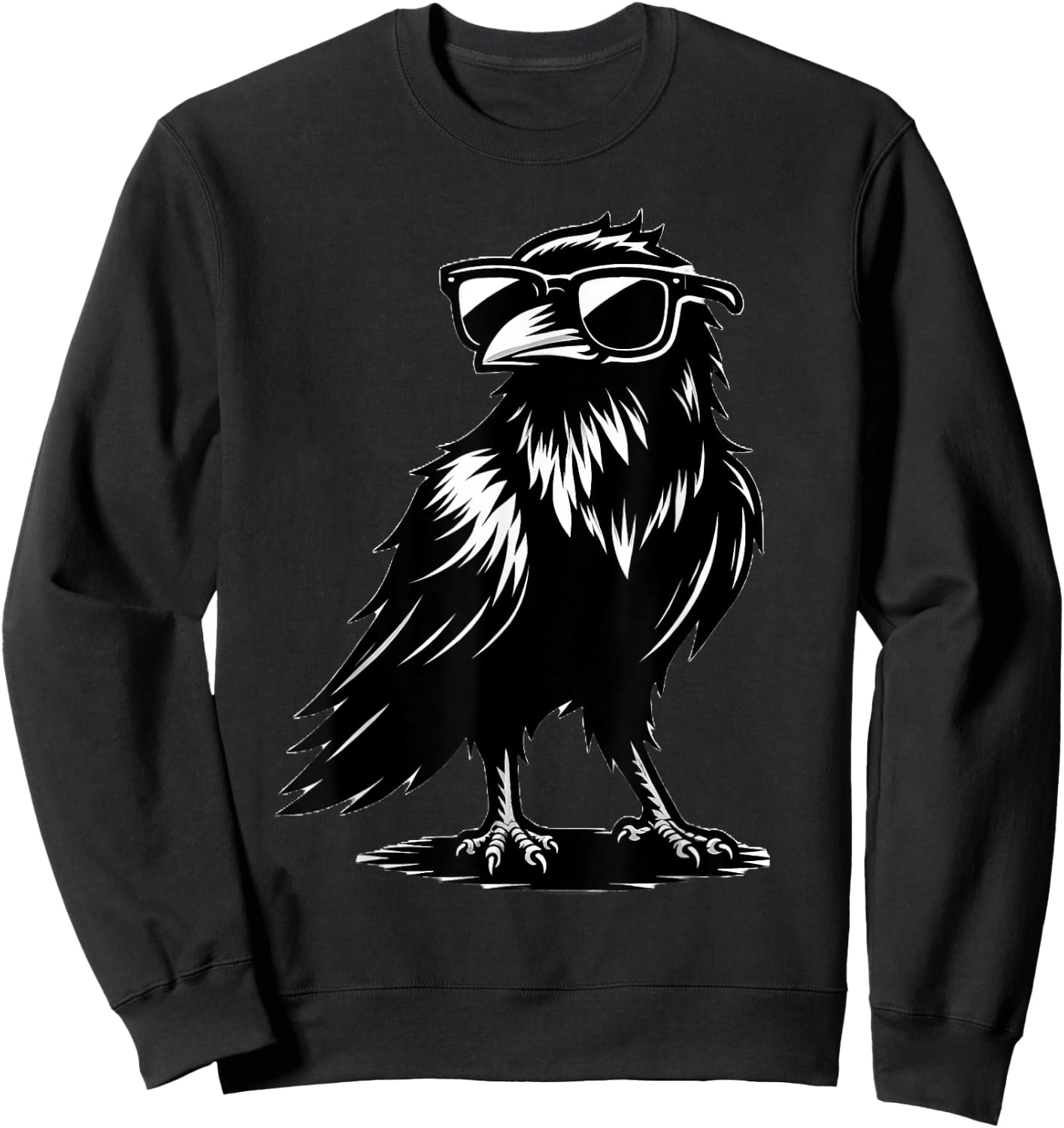 Crow Raven Bird Wearing Sunglasses Sweatshirt - Sweatshirt | Black
