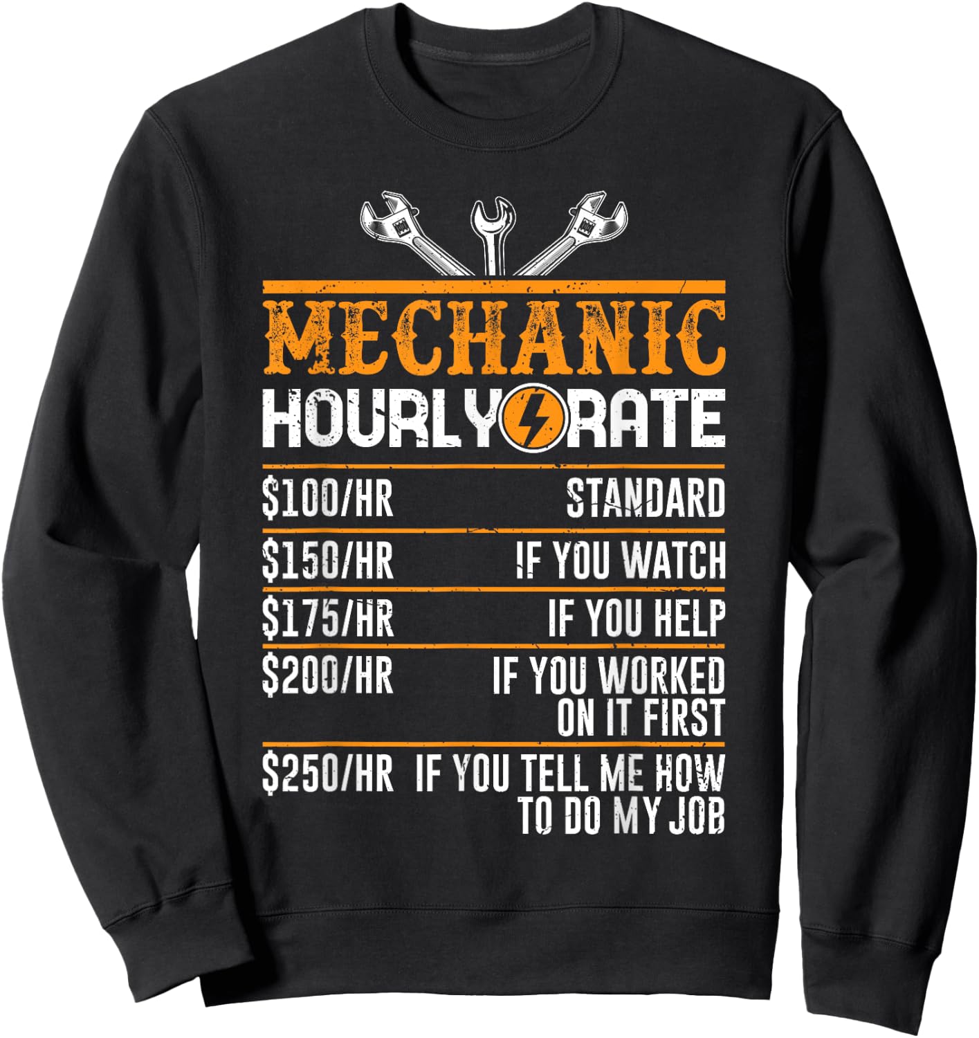 Best Mechanic Gifts Hourly Rate Mechanics Men's Funny Mechanic Black Small Sweatshirt - Sweatshirt | Black