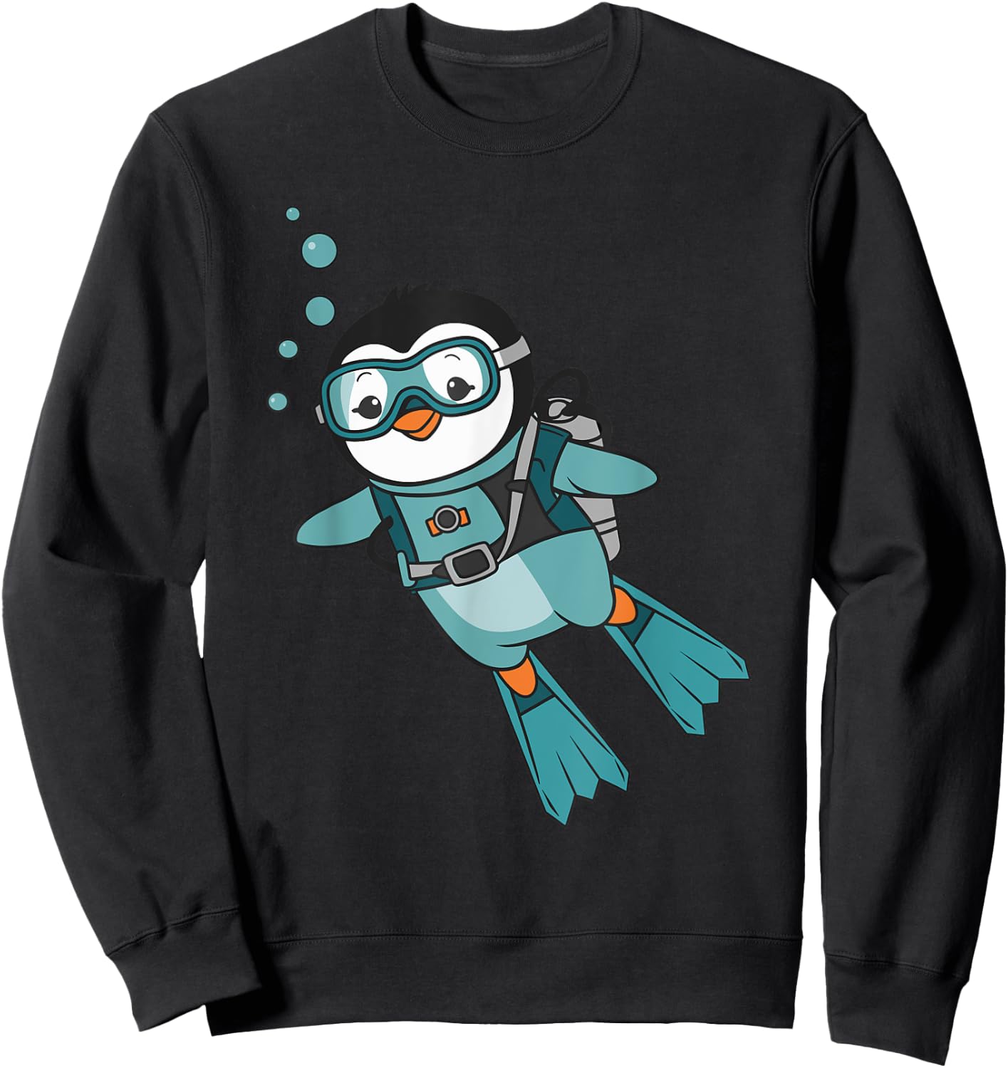 Cute Scuba Diving Penguin Sweatshirt - Sweatshirt | Black