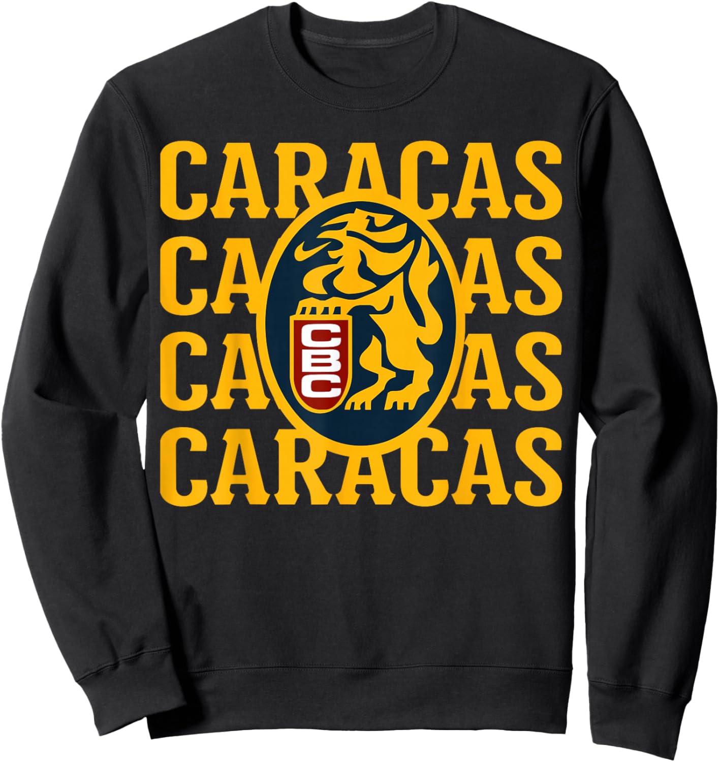 Sweet-Lemon Graphic Apparels -Adults Baseball Fans , Black, Small, Short Sleeve, Modern Classic, Lion Theme, Leones del Caracas Logo Sweatshirt - Sweatshirt | Black