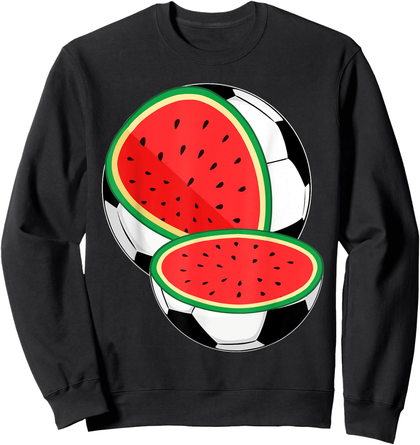 Funny Watermelon Soccer Ball Tropical Melon Summer Vibes Men Sweatshirt - Sweatshirt | Black