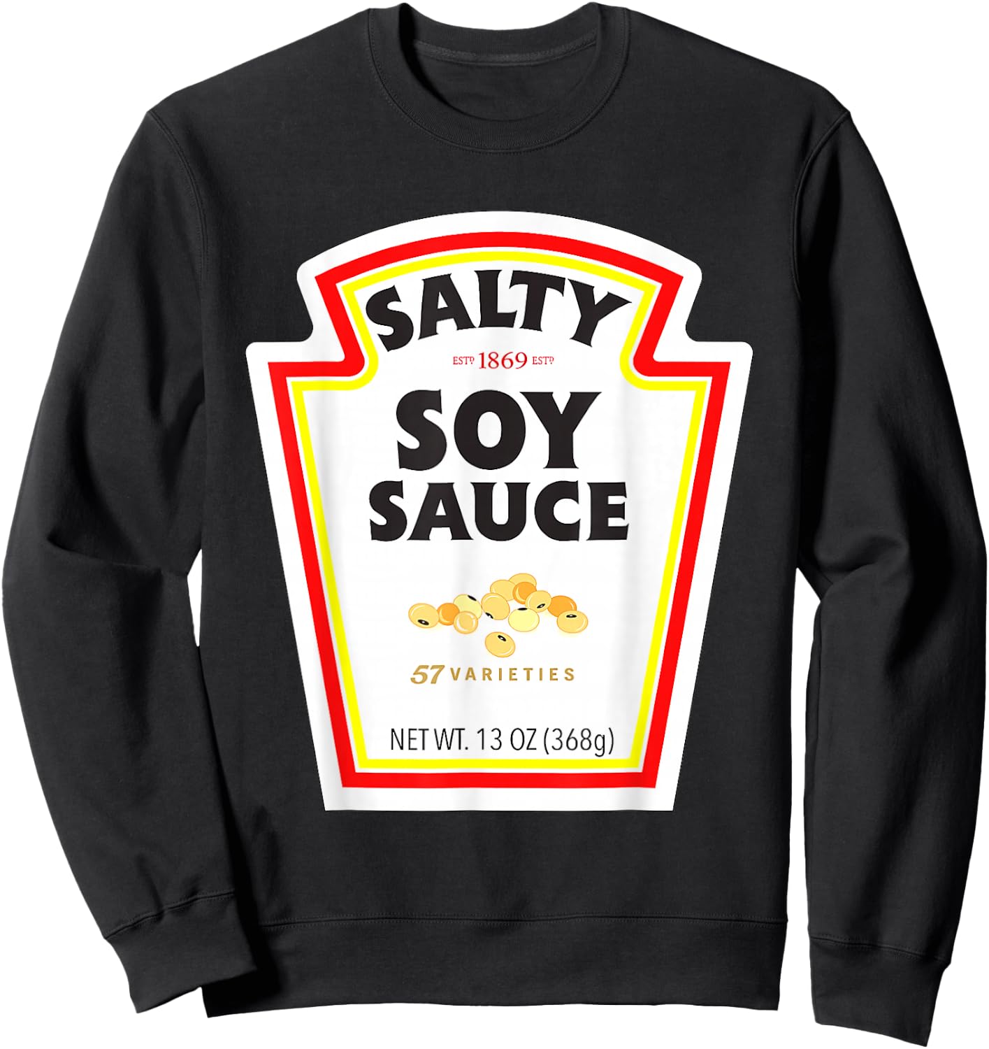 Easy Halloween Matching Costume Salty Soy Sauce Bottle Label Sweatshirt - Sweatshirt | Black
