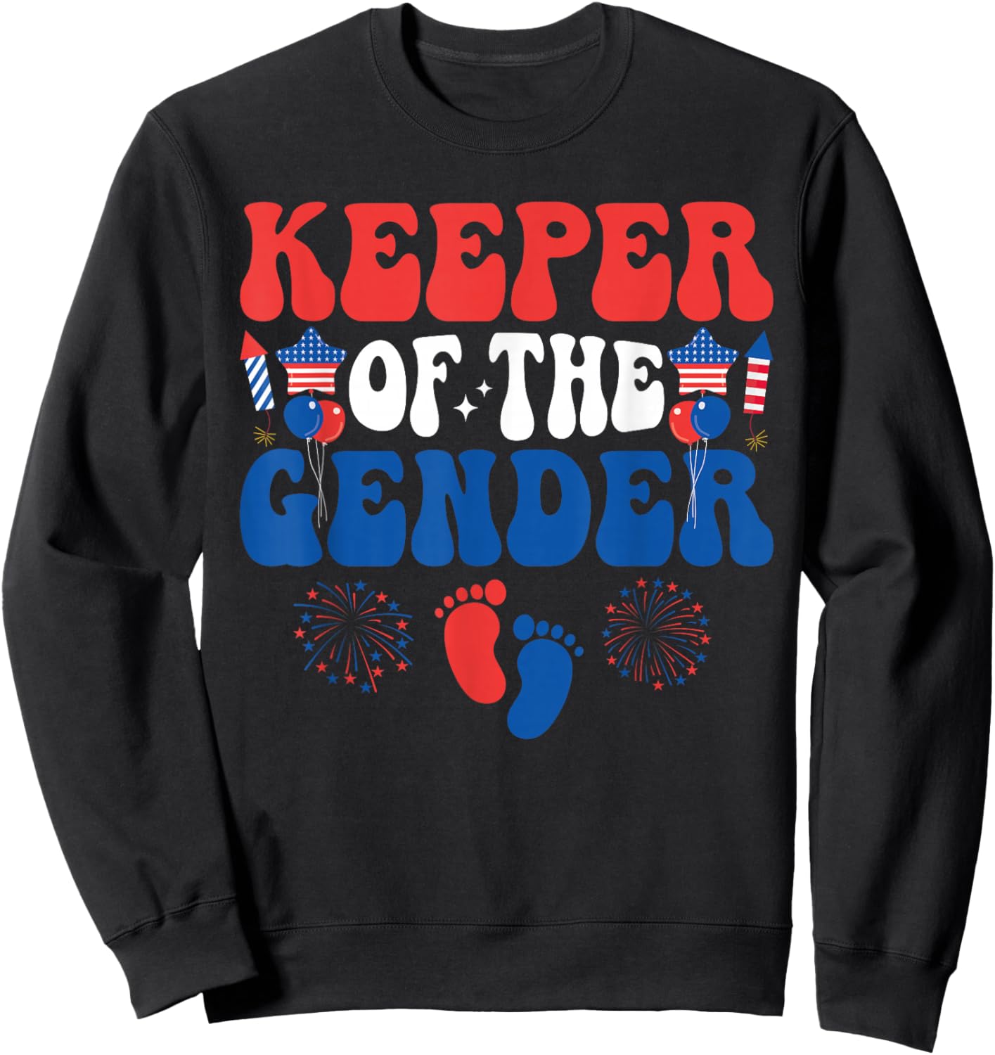 Keeper Of The Gender 4th Of July Gender Reveal family Party Sweatshirt - Sweatshirt | Black
