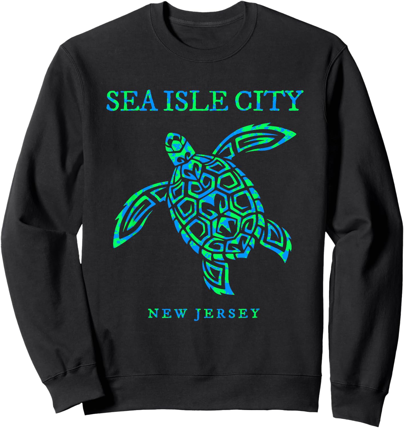 Sea Isle City New Jersey Sea Turtle Boys Girls Toddler Sweatshirt - Sweatshirt | Black