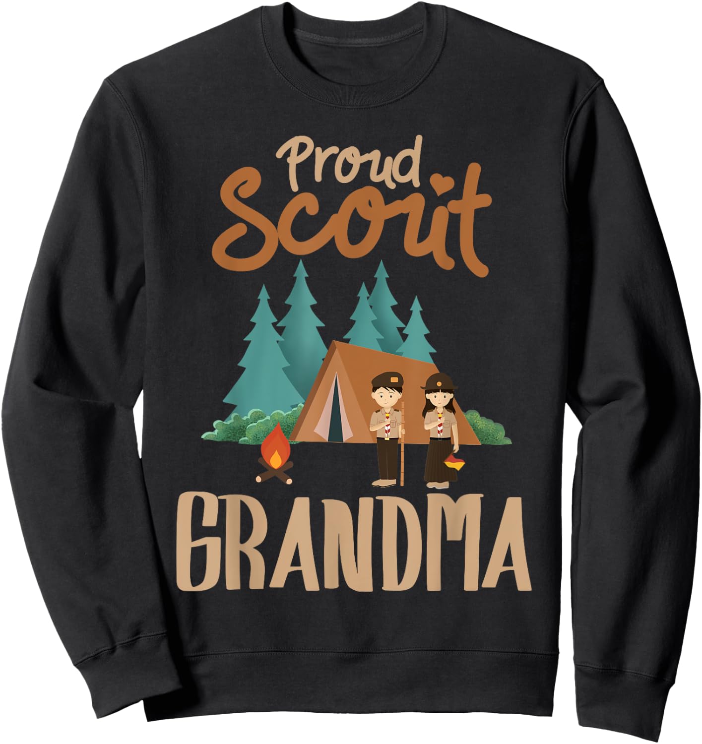 Proud Scout Grandma Camping Scout Scouting Leader Adventure Sweatshirt - Sweatshirt | Black