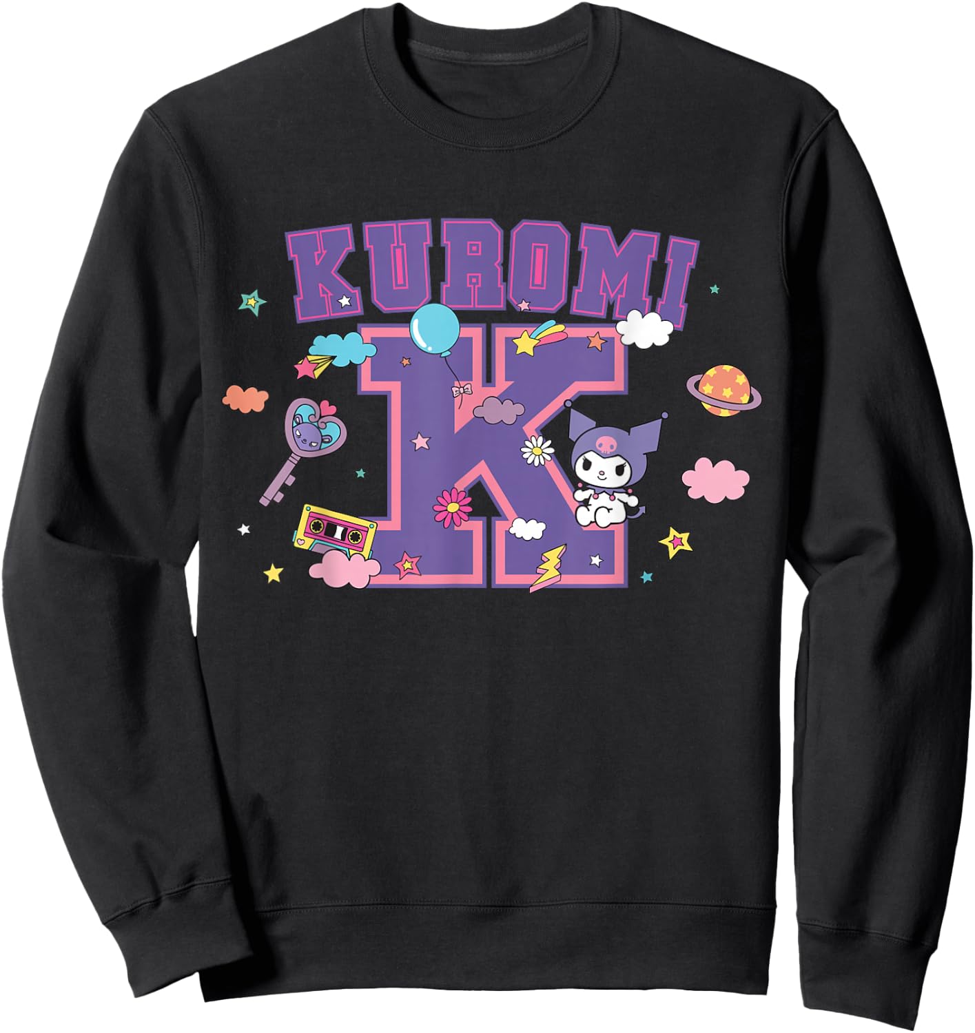 SANRIO Kuromi Varsity Letter K Sweatshirt - Sweatshirt | Black