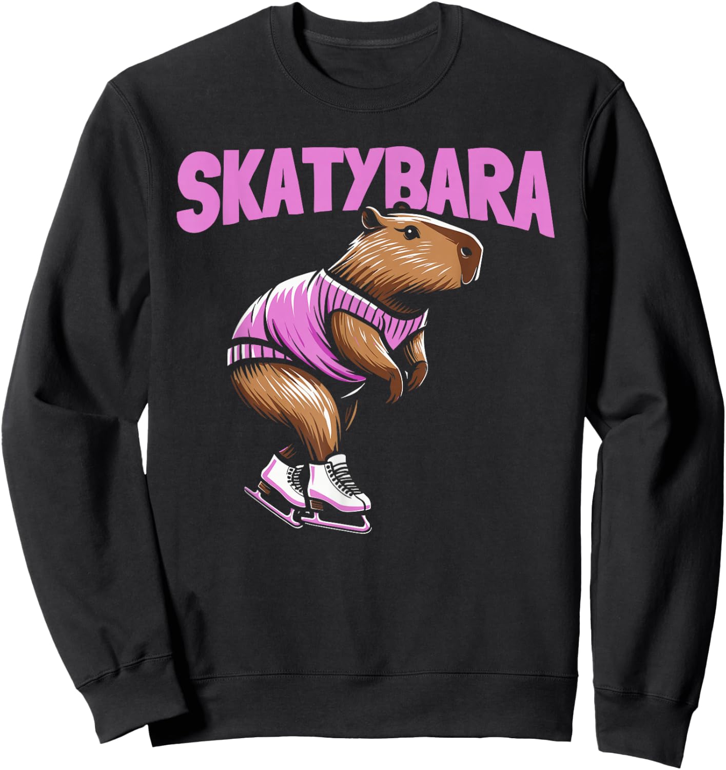 Skatybara Skates Skater Skate Figure Skating Capybara Sweatshirt - Sweatshirt | Black