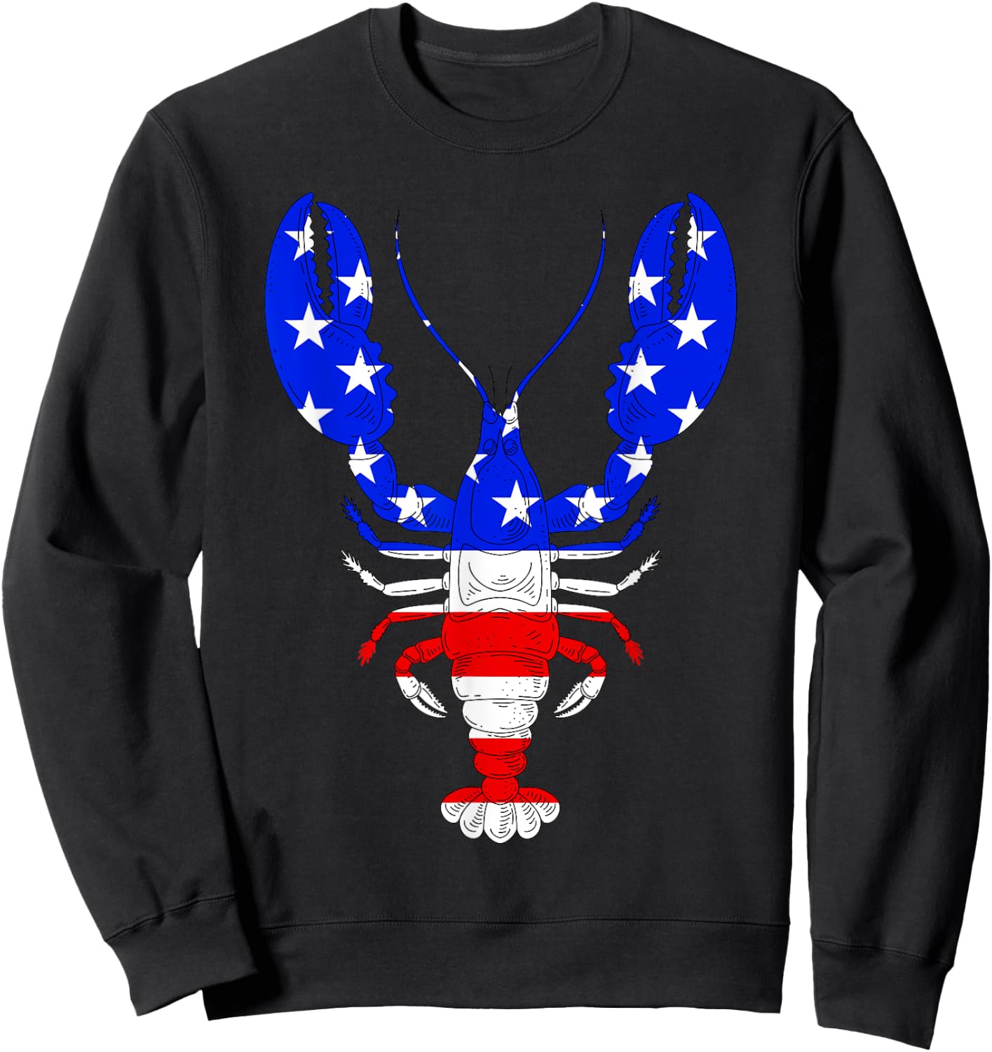 American Blue, White and Red Cool Lobsters Design Sweatshirt - Sweatshirt | Black