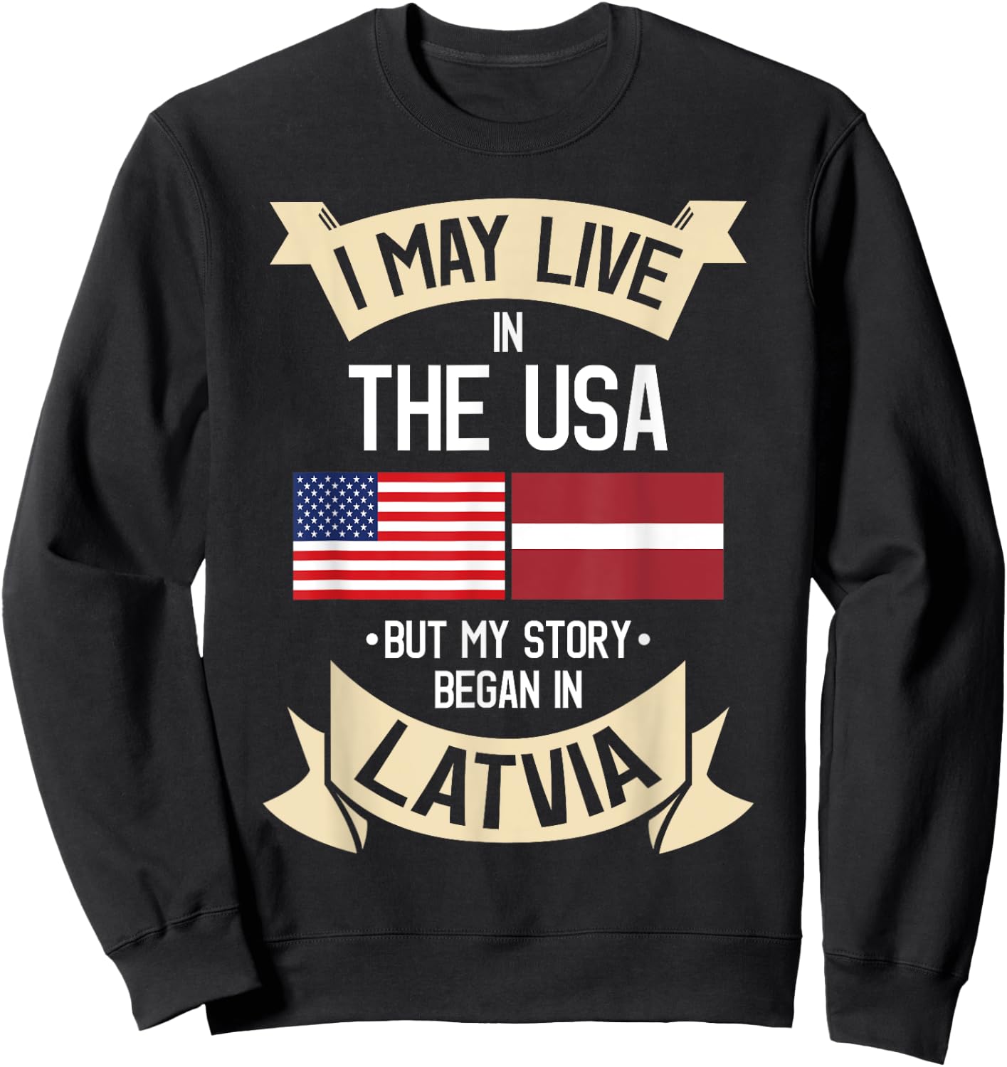 Latvia American Flag USA Latvian Roots Gifts Sweatshirt - Sweatshirt | Black