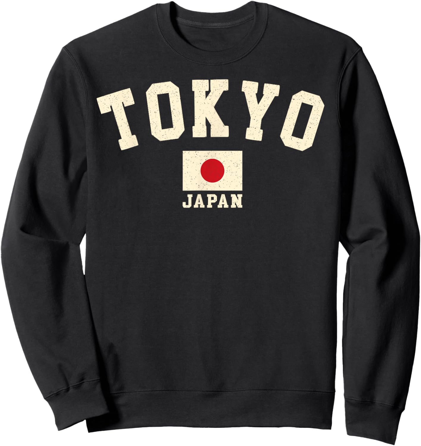 Vintage Tokyo Japan Japanese Flag Souvenir Retro Graphic Sweatshirt - Sweatshirt | Black