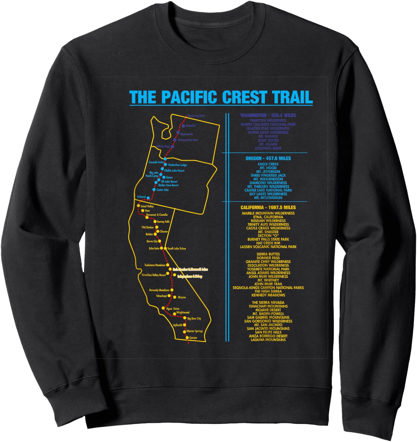 Pacific Crest Trail thru hiking shirt gift Sweatshirt - Sweatshirt | Black